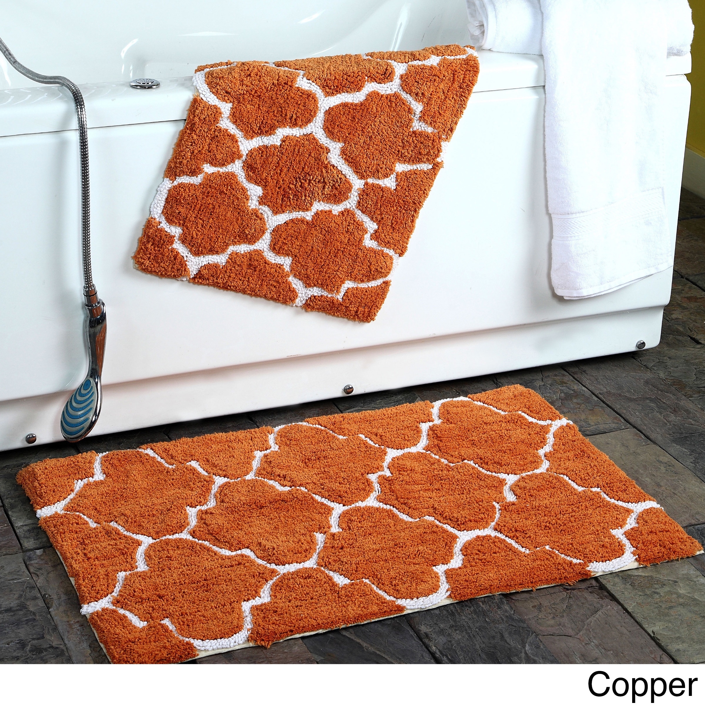 2 Piece Moroccan Trellis 100 Percent Cotton Bath Rug Set 21 X 2 Piece Moroccan Trellis 100 Percent Cotton Bath Rug Set 21 X 34