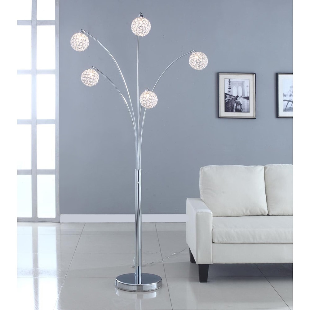 Artiva Usa Manhattan 84 Inch Modern Chrome 5 Arch Crystal Artiva Usa Manhattan 84 Inch Modern Chrome 5 Arch Crystal Ball Floor Lamp With Dimmer Free Shipping Today 11189322