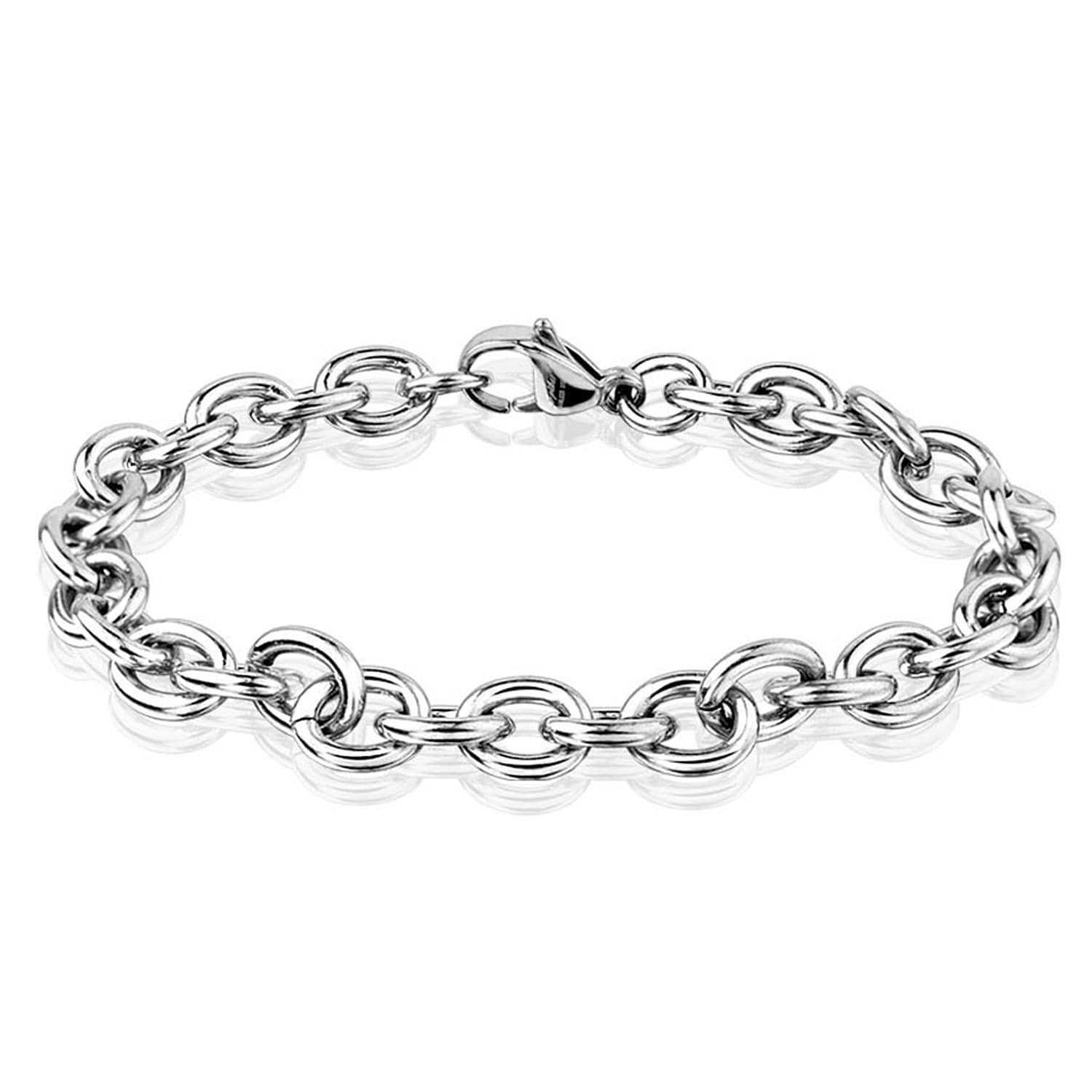 Men S Polished Stainless Steel Chain Bracelet 8mm 8 Inches Men S Polished Stainless Steel Chain Bracelet 8mm 8 Inches Free Shipping On Orders Over 45 11320075