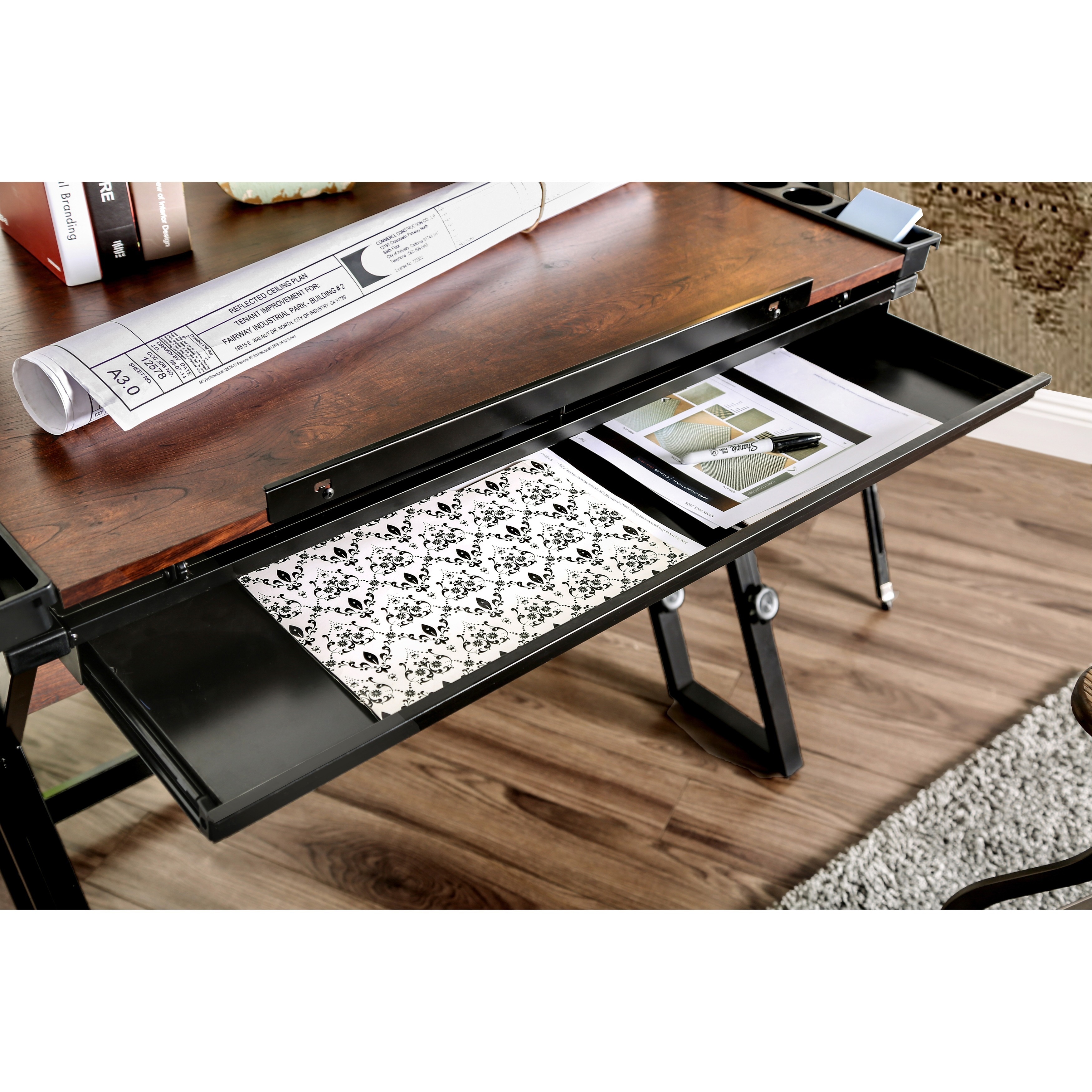 Furniture Of America Robbie Modern Height Adjule Black Furniture Of America Robbie Modern Height Adjule Black Espresso Drafting Desk Free Shipping Today 11390133