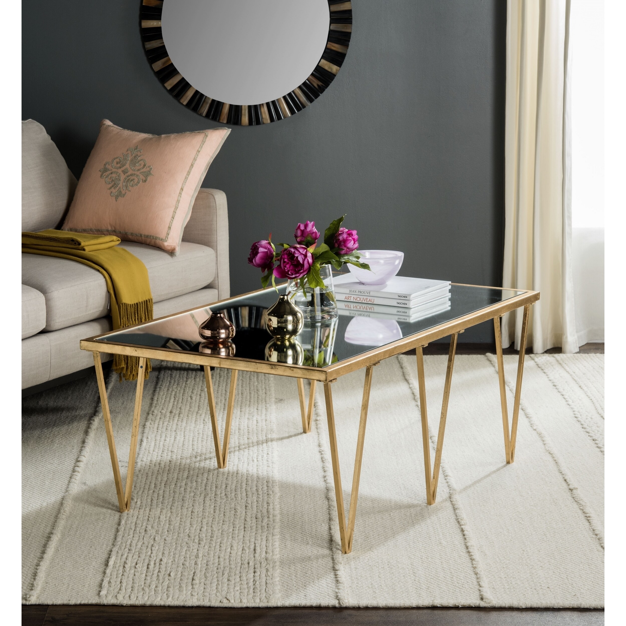 Safavieh Arlene Antique Gold Leaf Coffee Table 48 X 18 3 27