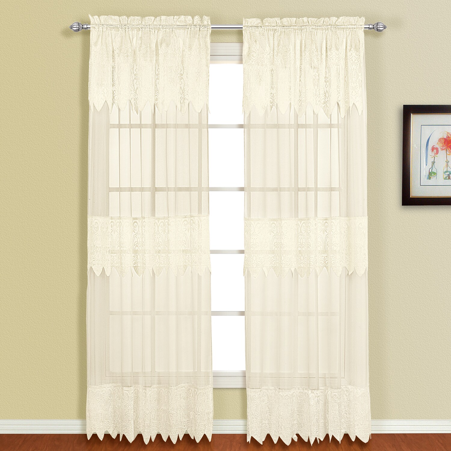 Luxury Collection Valerie Macrame and Sheer Voile Curtain Panel