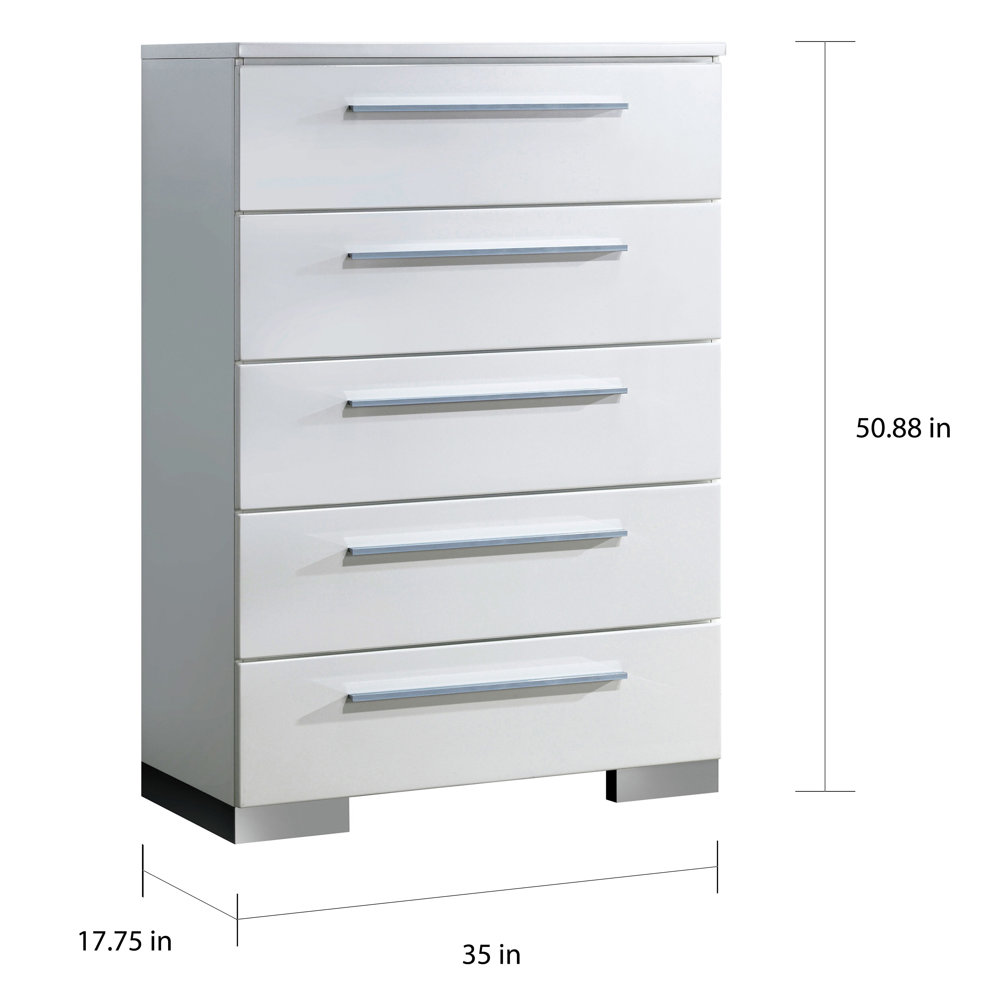 Shop Rema Contemporary White 5 Drawer Chest By Foa On Sale