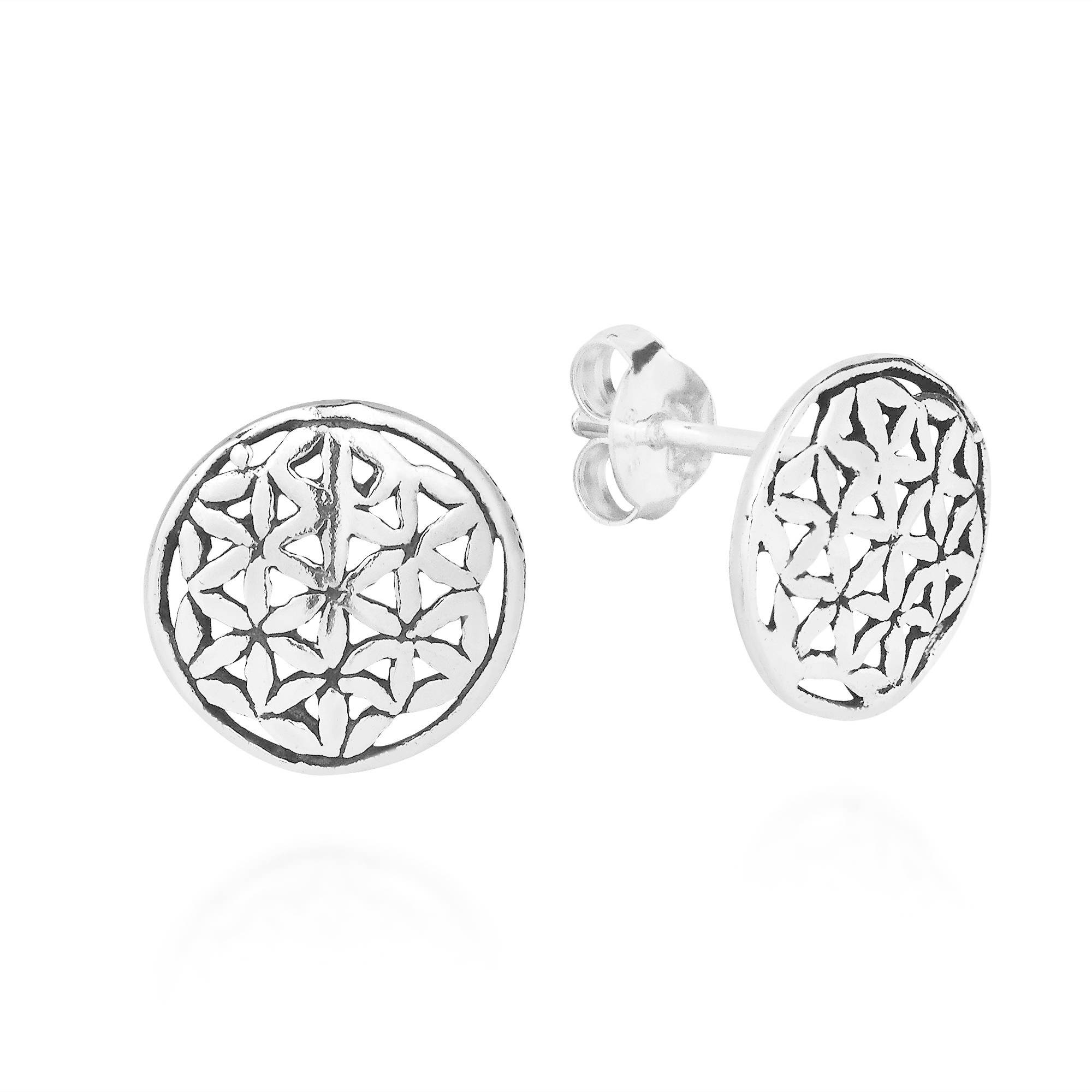 Handmade Interconnecting Lily Flower Of Life 925 Silver Stud Handmade Interconnecting Lily Flower Of Life 925 Silver Stud Earrings Thailand On Free Shipping Orders Over 45