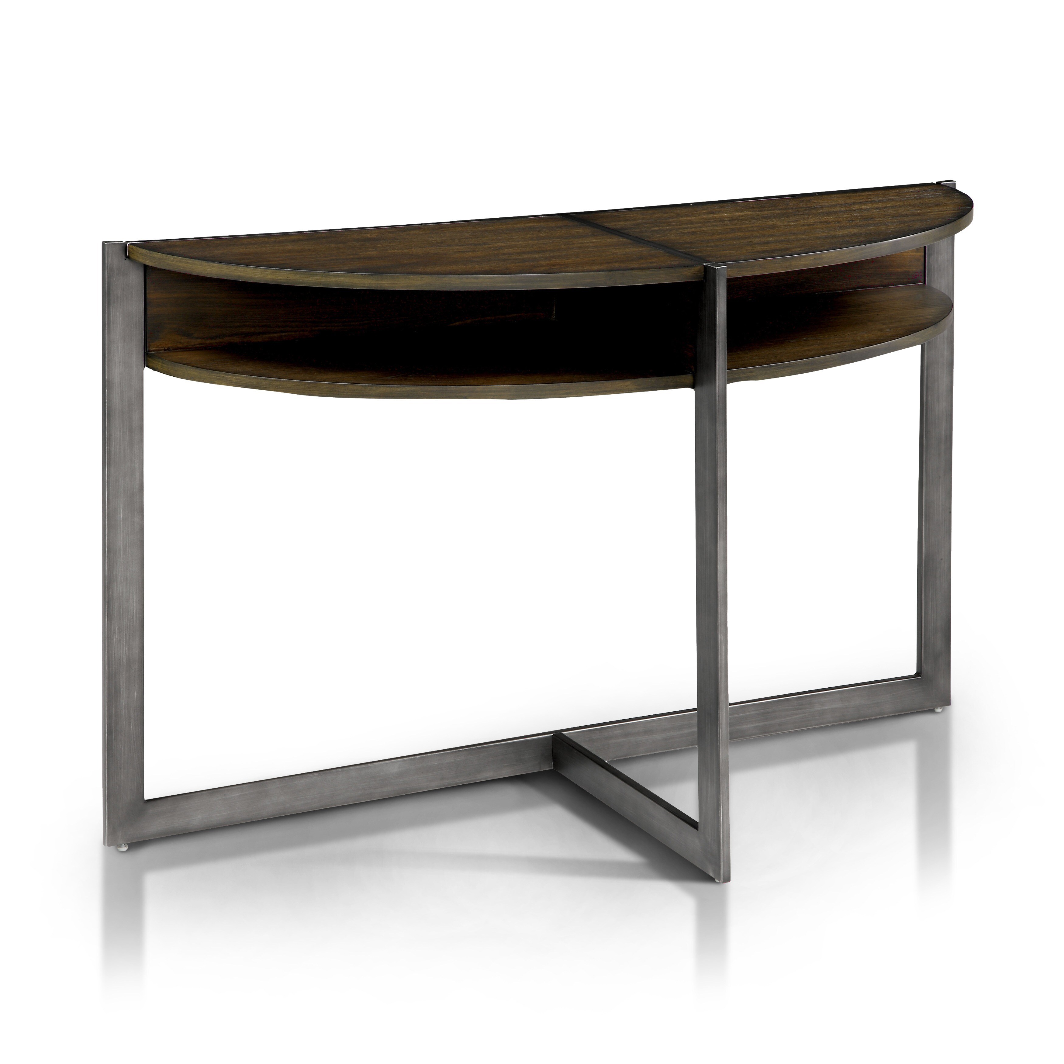 Furniture Of America Bethel Rustic Open Shelf Half Moon Sofa Furniture Of America Bethel Rustic Open Shelf Half Moon Sofa Table On Free Shipping Today 11459912