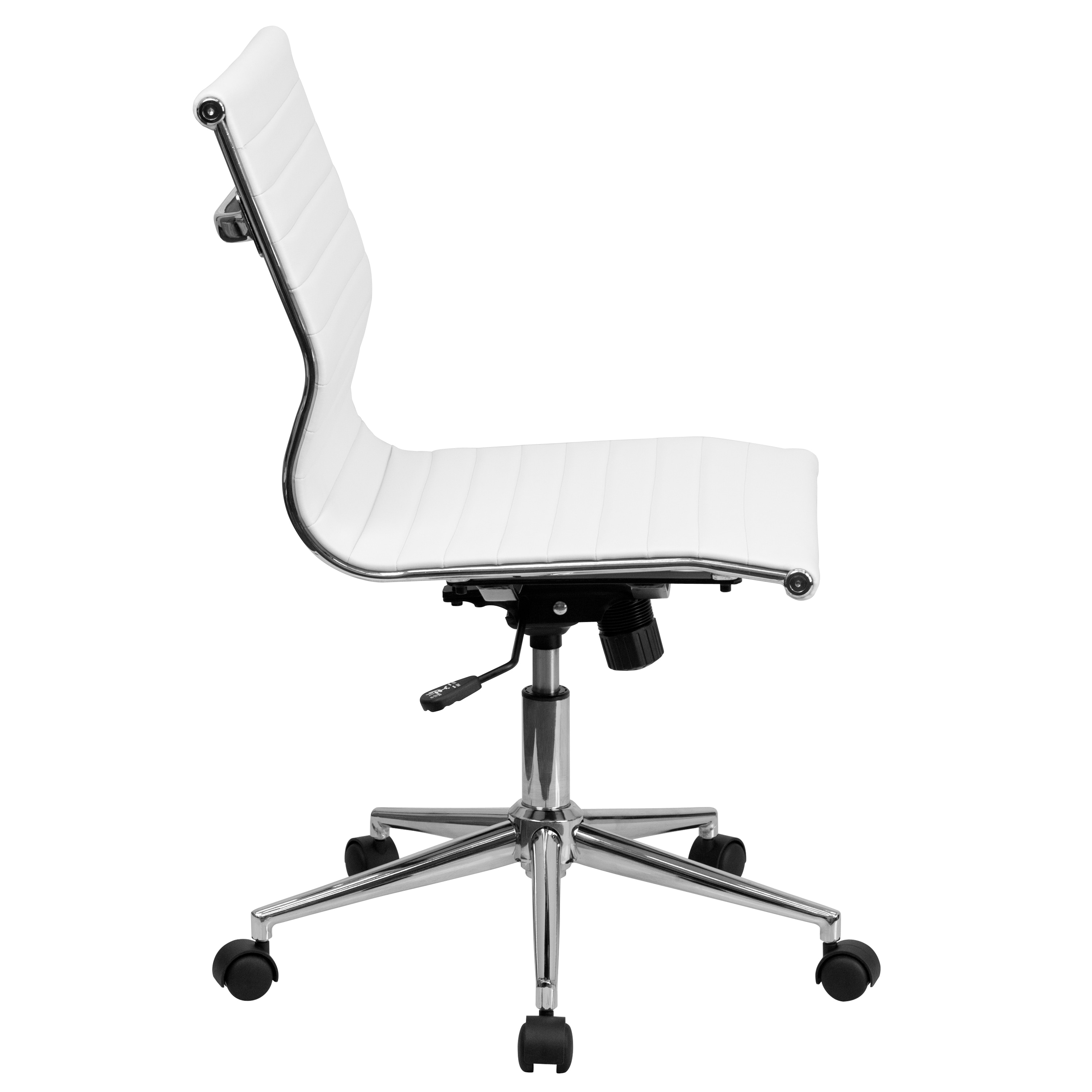Sleek Armless White Ribbed Leather Swivel Adjule Office Sleek Armless White Ribbed Leather Swivel Adjule Office Chair Free Shipping Today 11482718