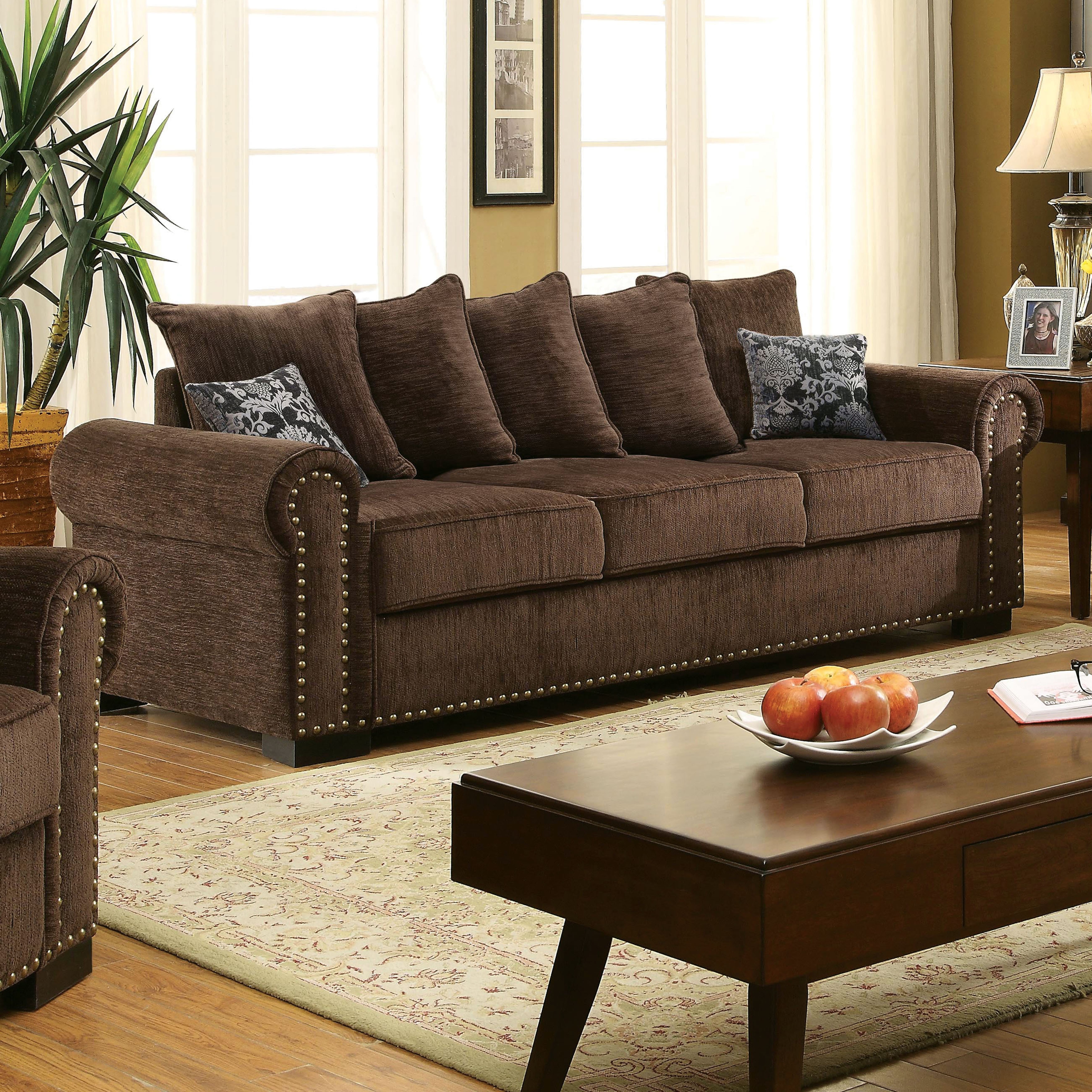Furniture Of America Pana Transitional Brown Chenille Sofa Furniture Of America Pana Transitional Brown Chenille Sofa Free Shipping Today 11489680