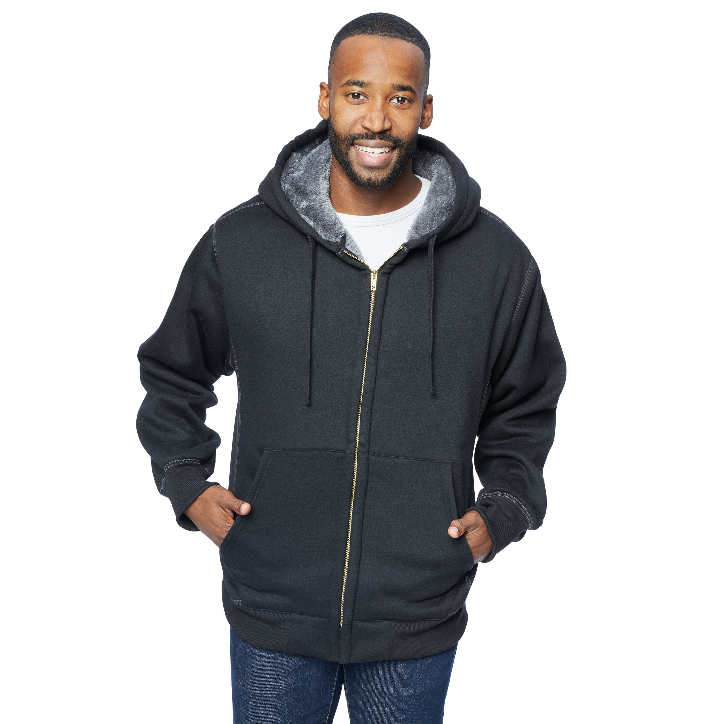 mens fully lined sherpa hoodie