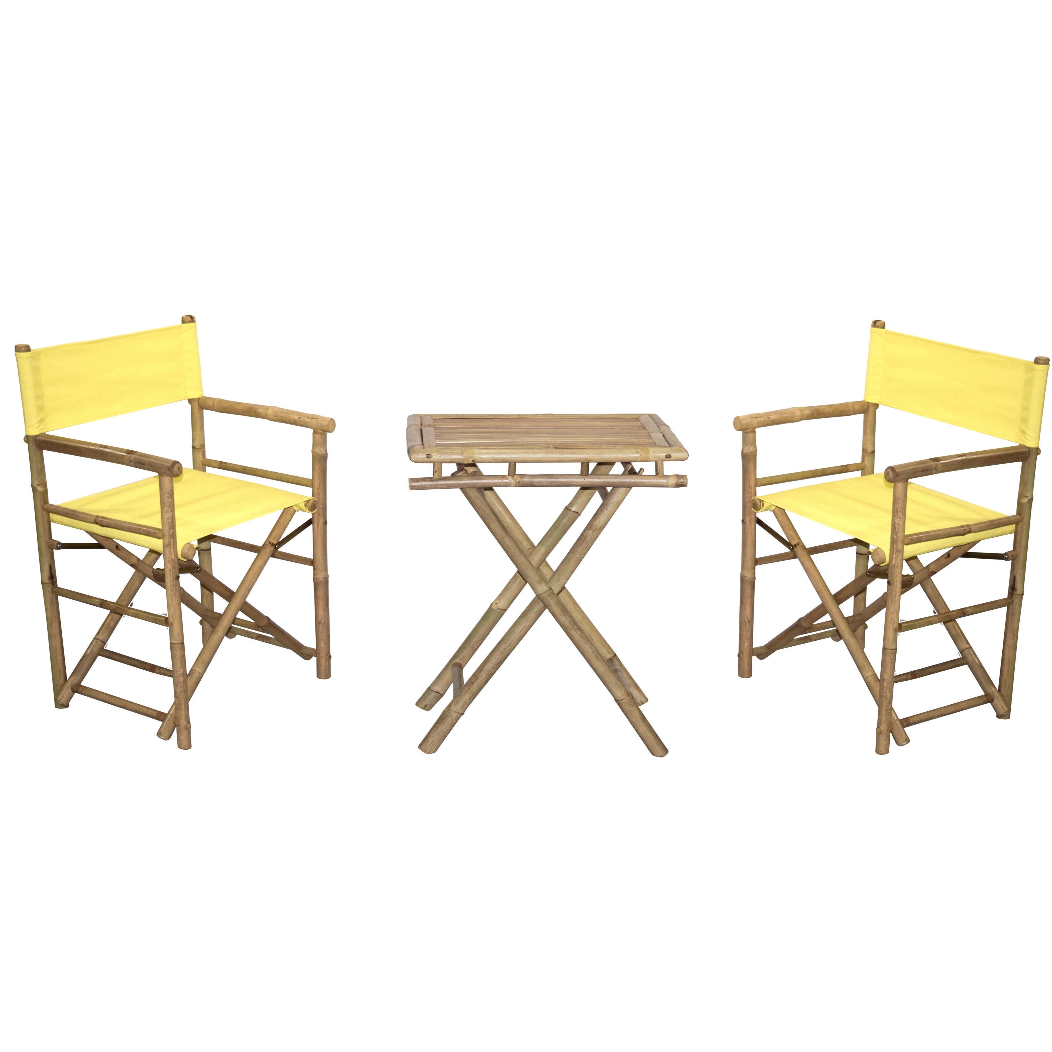 Shop Handmade Bamboo Bistro Director\'s Chairs and Small Table Set ... Shop Handmade Bamboo Bistro Director\'s Chairs and Small Table Set ...