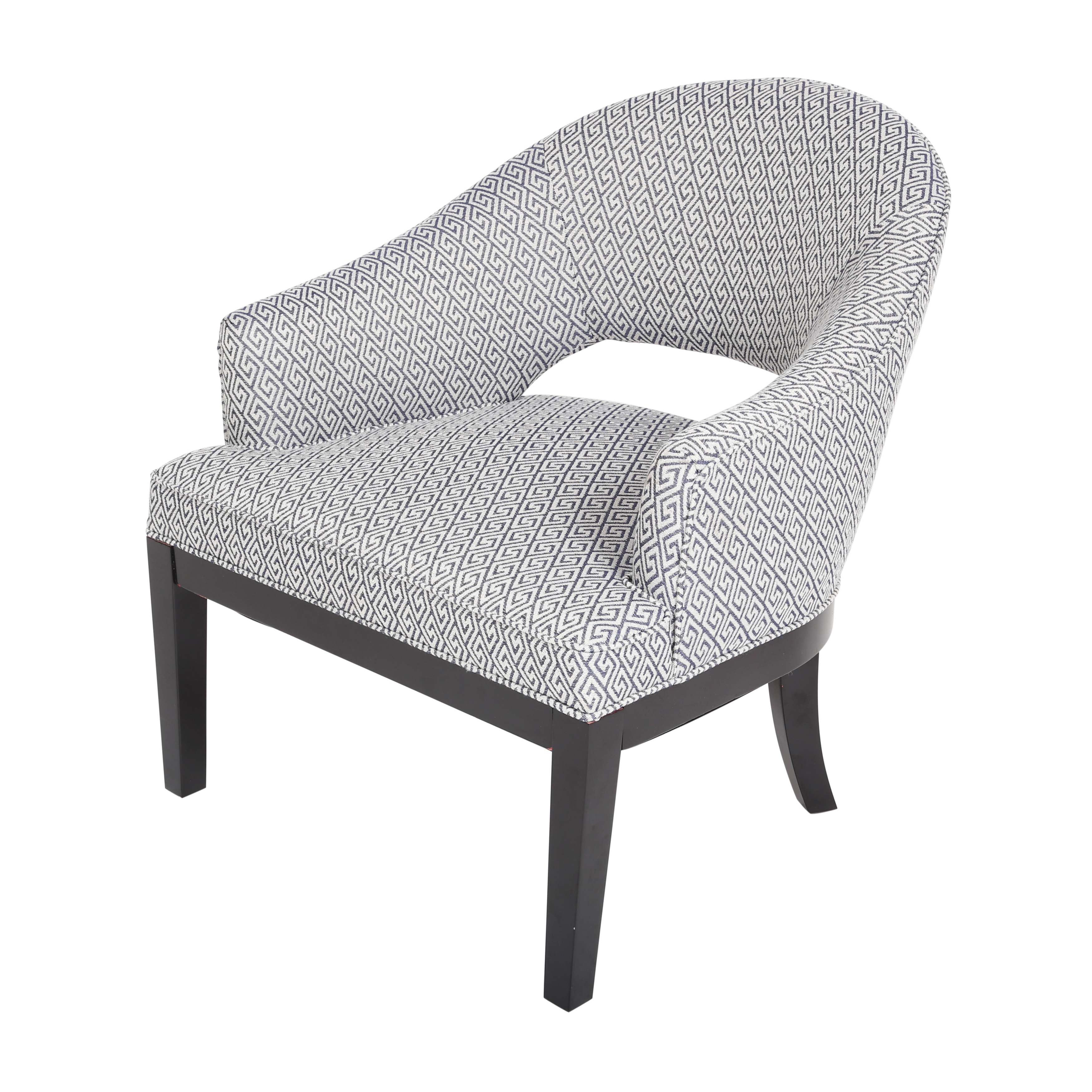 Porter Draper Navy Blue White Woven Greek Key Open Back Accent Porter Draper Navy Blue White Woven Greek Key Open Back Accent Chair 32 H X 29 D 30 W