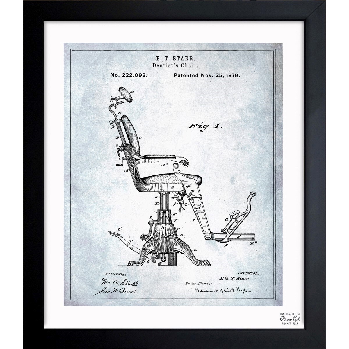 Oliver Gal Dentist S Chair 1879 Framed Blueprint Art