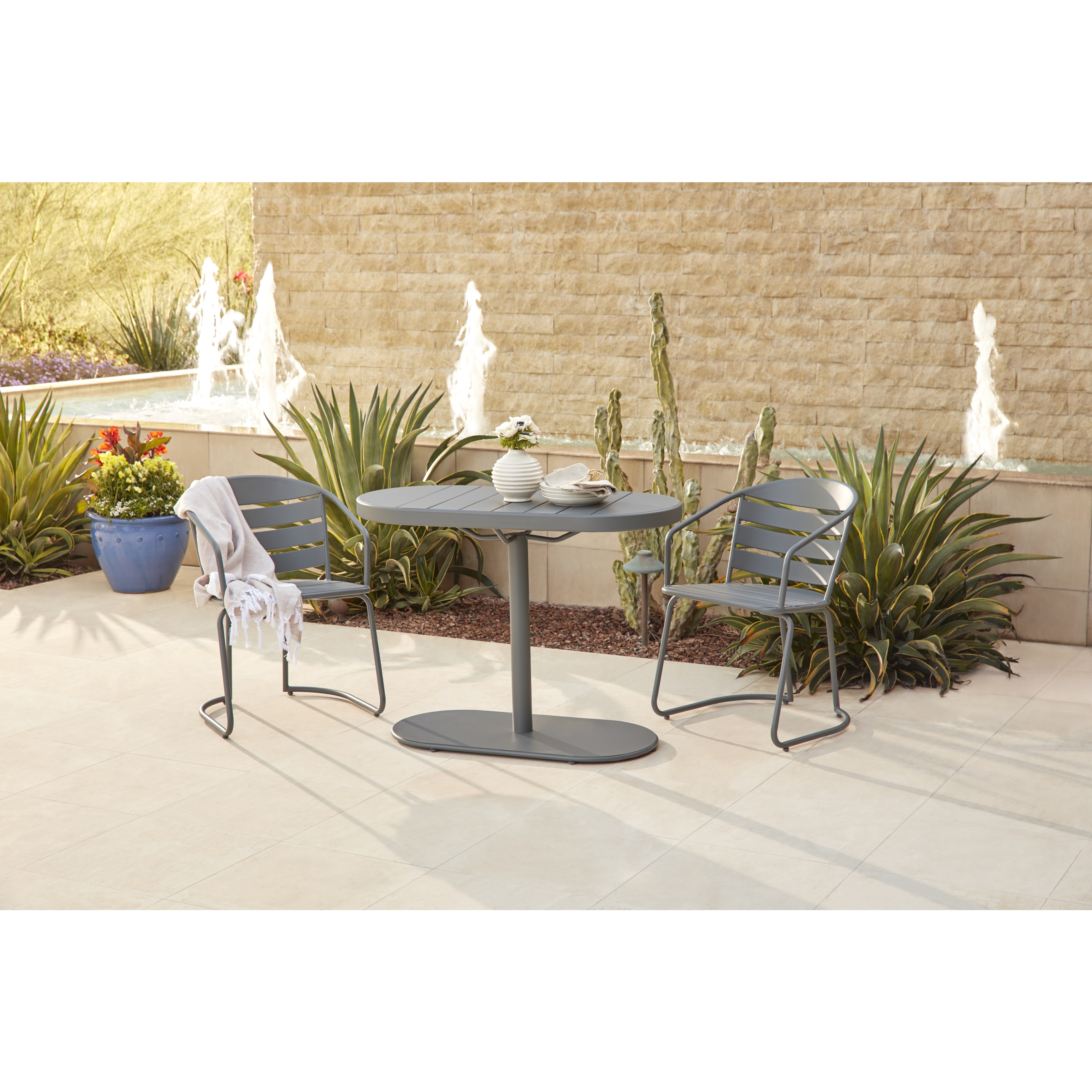 Cosco Grey Outdoor Steel Nesting Bistro Patio Set On Cosco Grey Outdoor Steel Nesting Bistro Patio Set