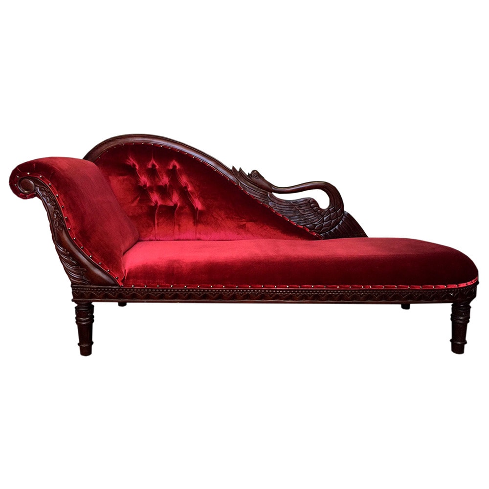 Handmade D Art Swan Red Velvet Chaise Lounge Sofa Indonesia Handmade D Art Swan Red Velvet Chaise Lounge Sofa Indonesia Free Shipping Today 11552075