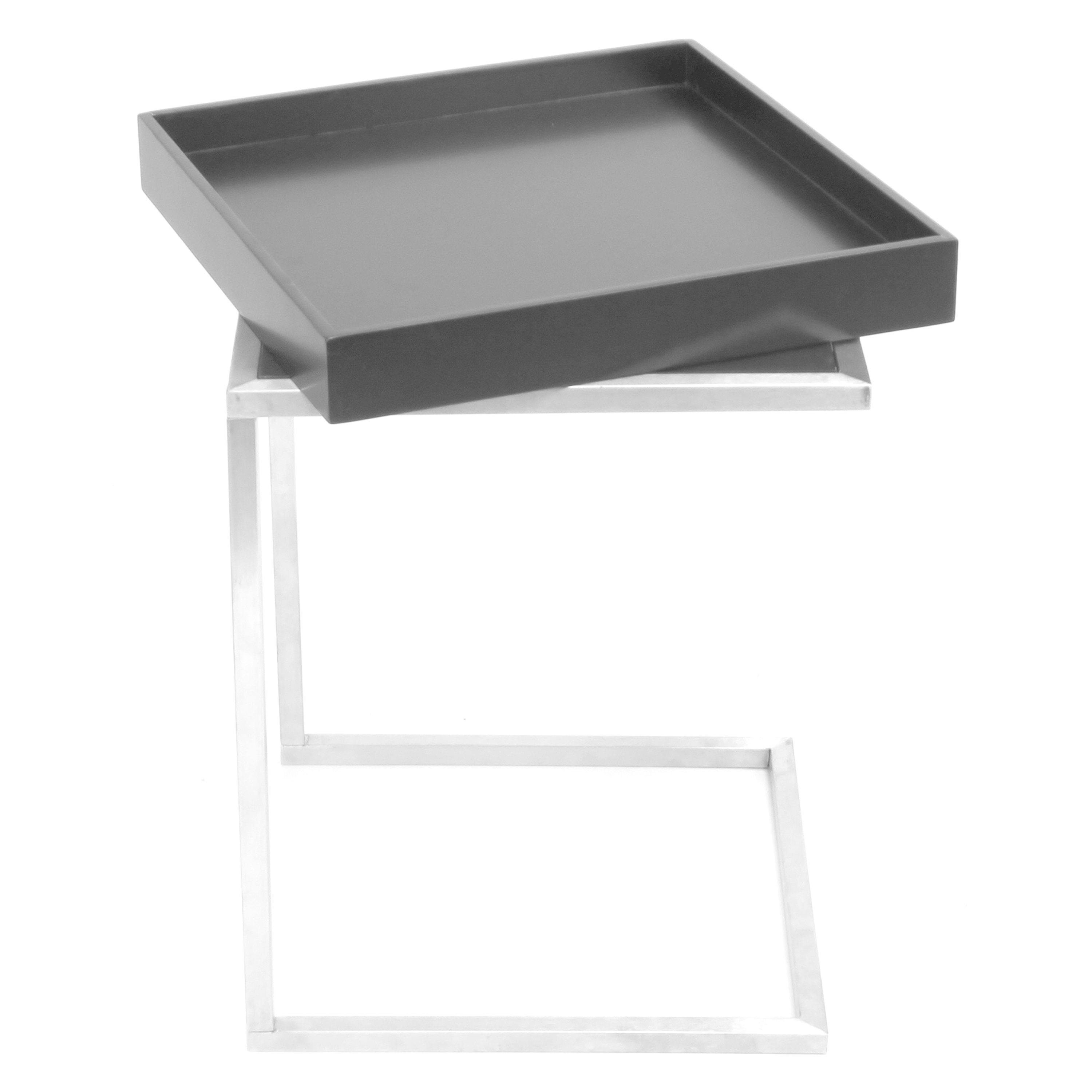 Zenn Contemporary Black And Stainless Steel Tray Table On Zenn Contemporary Black And Stainless Steel Tray Table On Free Shipping Today 11552175