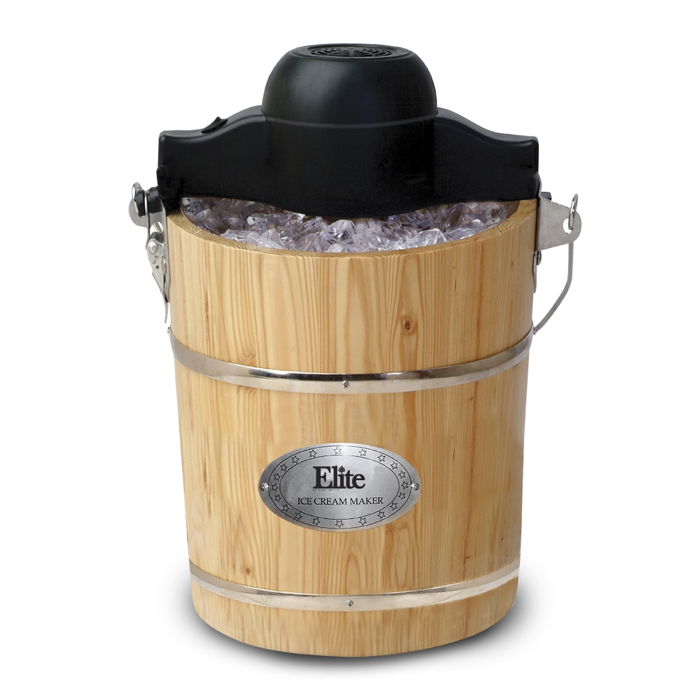Maxi-Matic Elite Brown Pine-bucket Gourmet 6-quart Old-fashioned Electric  and Manual Ice Cream Maker