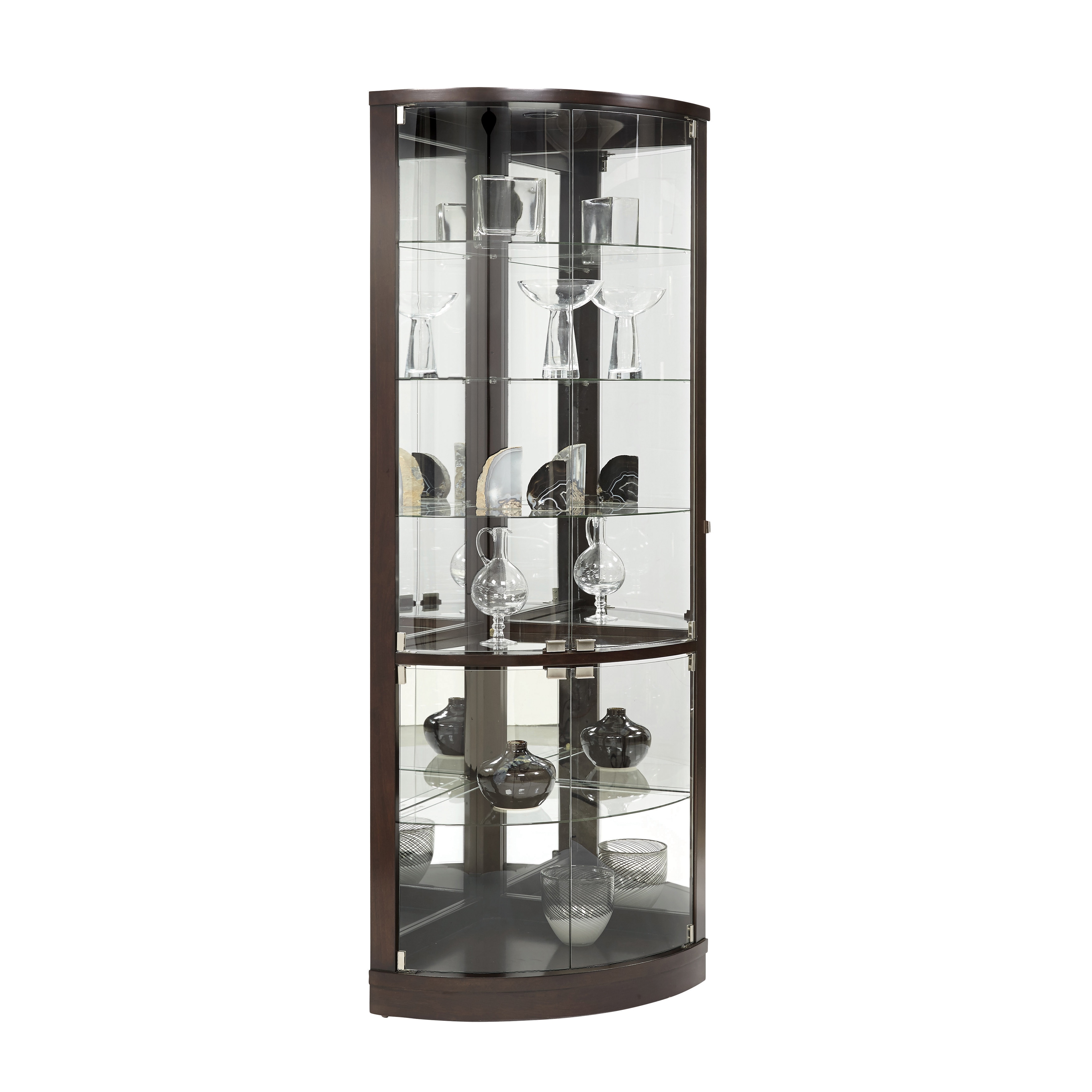 Brown Half Round Corner Curio Cabinet On Free Shipping Brown Half Round Corner Curio Cabinet On Free Shipping Today 11582859