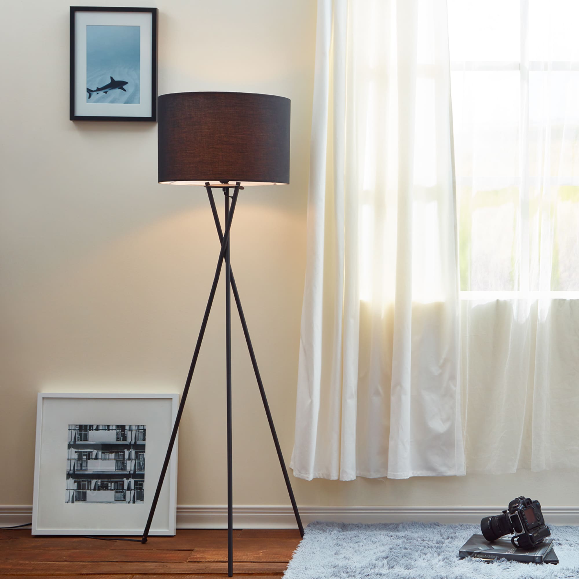Cara Matte Black Tripod Floor Lamp With Shade 62 2 Cara Matte Black Tripod Floor Lamp With Shade 62 2 Inches Free Shipping Today 11607843