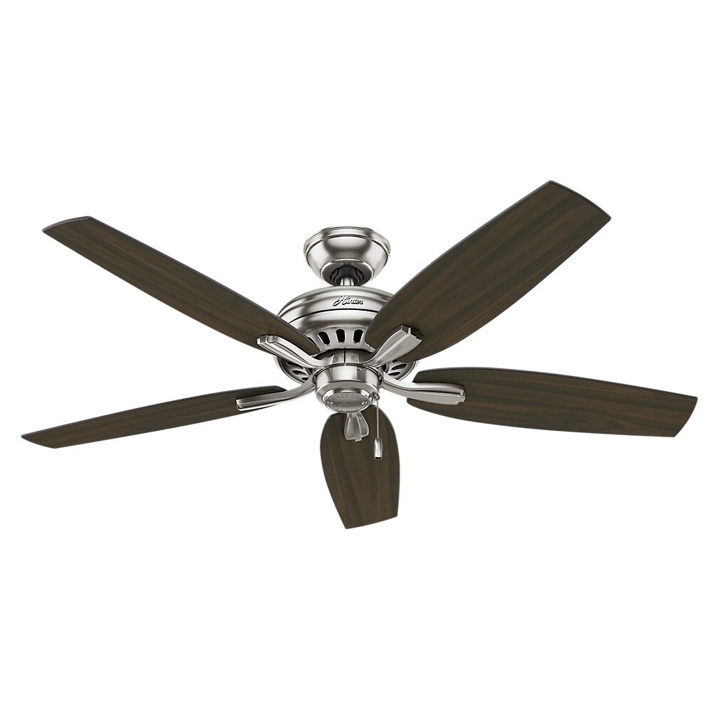 Hunter Fan Newsome Collection 52 Inch Brushed Nickel With 5 Hunter Fan Newsome Collection 52 Inch Brushed Nickel With 5 Medium Walnut Dark Reversible Blades Free Today Com