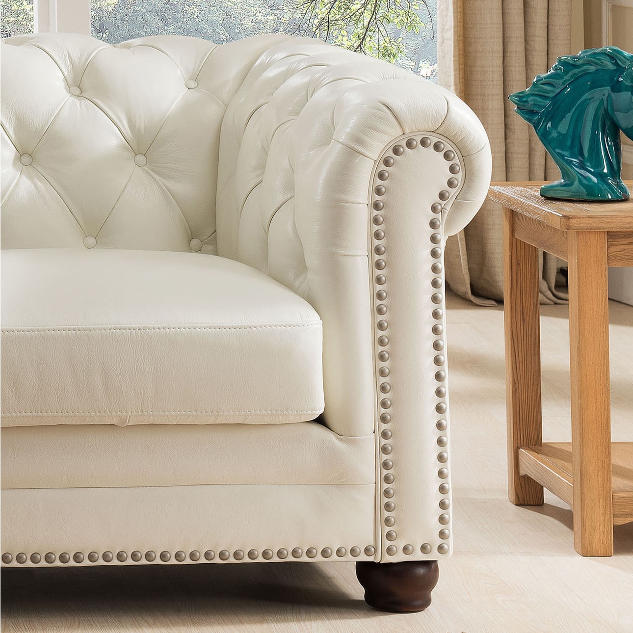 Nashville White Genuine Leather Chesterfield Sofa With Feather Nashville White Genuine Leather Chesterfield Sofa With Feather Down Seating Free Shipping Today 11624238