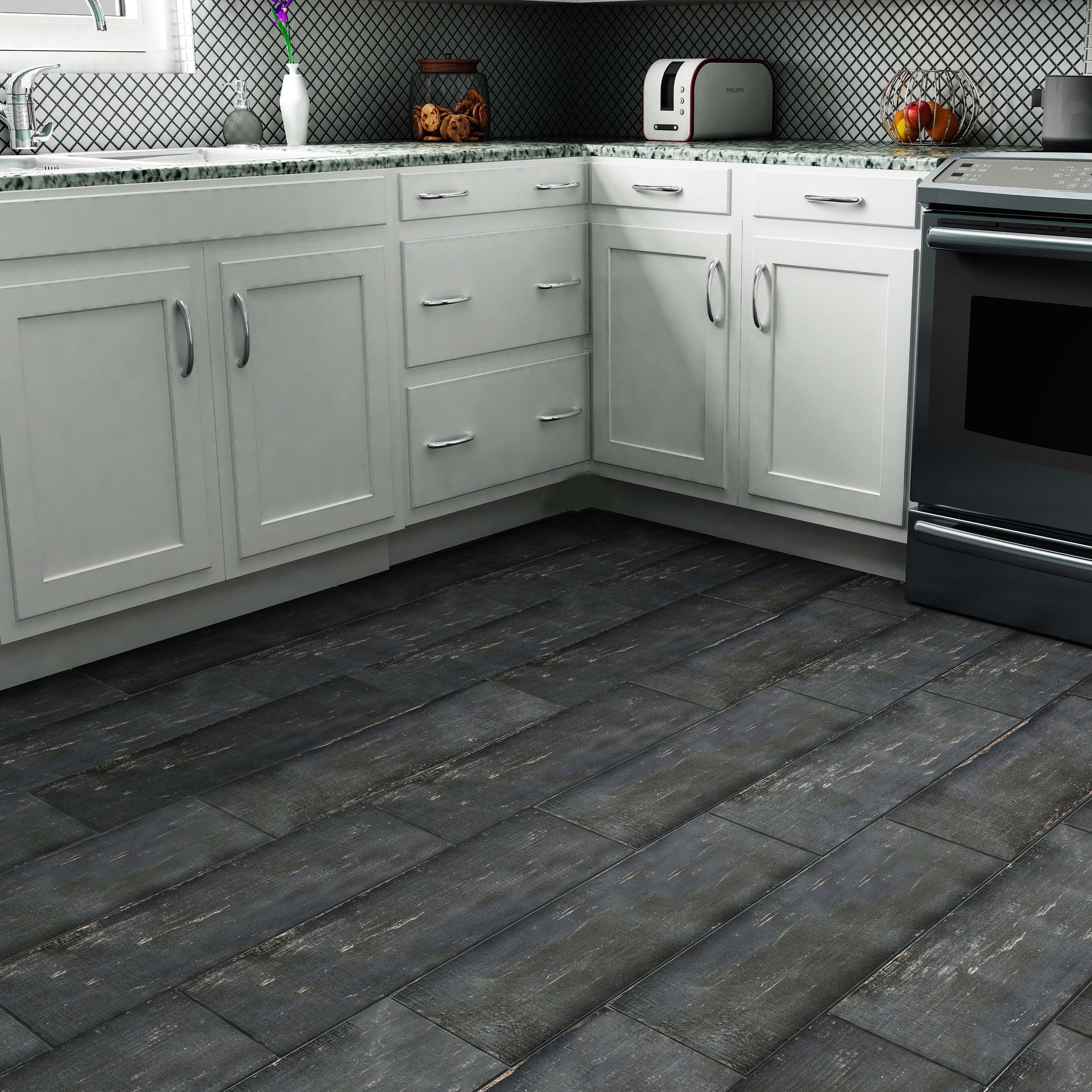 SomerTile 8 25x23 5 inch Lambris Negre Porcelain Floor and Wall Tile