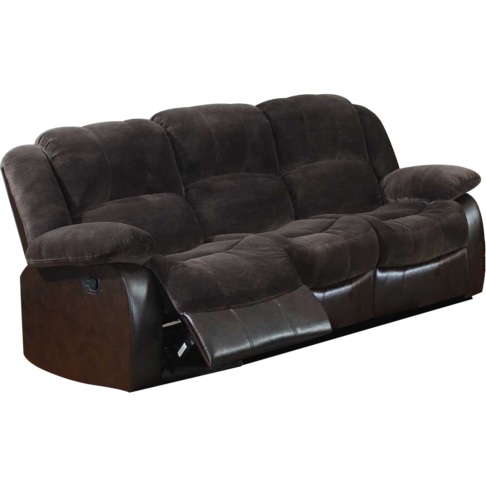 Polyurethane Sofa With 2 Reclining Seats In Dark Brown