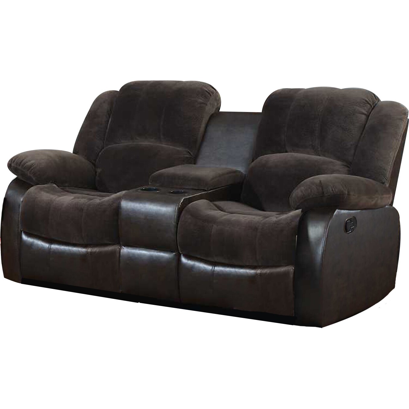 Polyurethane Sofa With 2 Reclining Seats In Dark Brown