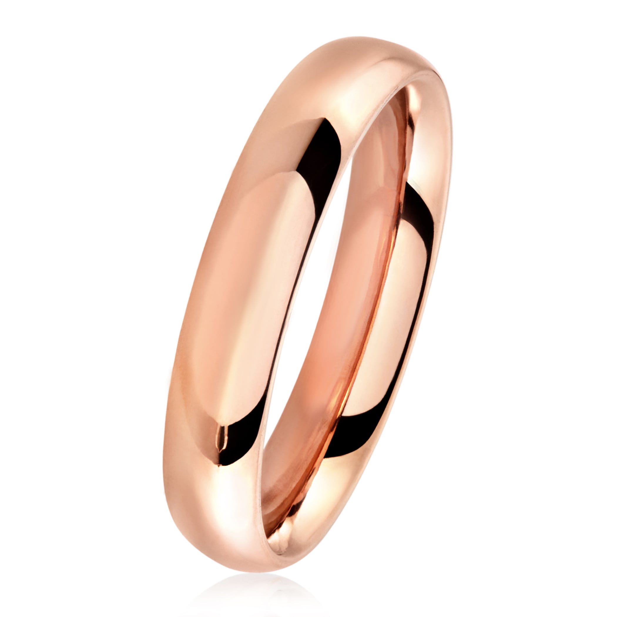 Rose Gold Polished Stainless Steel Domed Comfort Fit Wedding Rose Gold Polished Stainless Steel Domed Comfort Fit Wedding Band Ring 4mm Wide On Free Shipping Orders Over 45