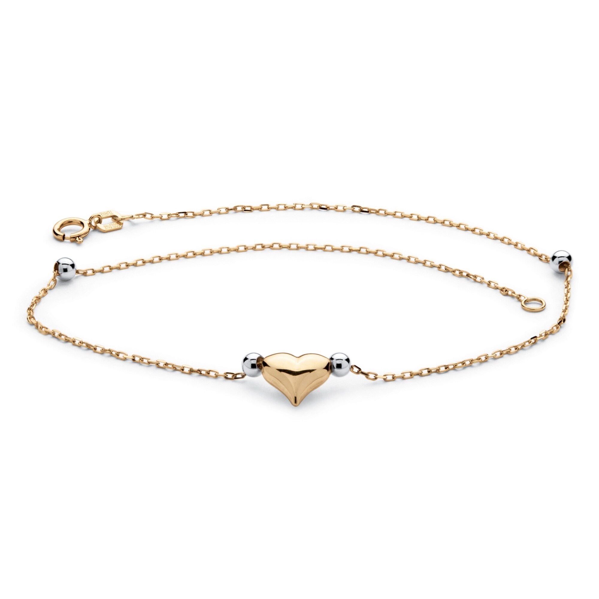 Puffed Heart Two Tone Ankle Bracelet In 14k Gold Tailored On Puffed Heart Two Tone Ankle Bracelet In 14k Gold Tailored On Free Shipping Today 11702308