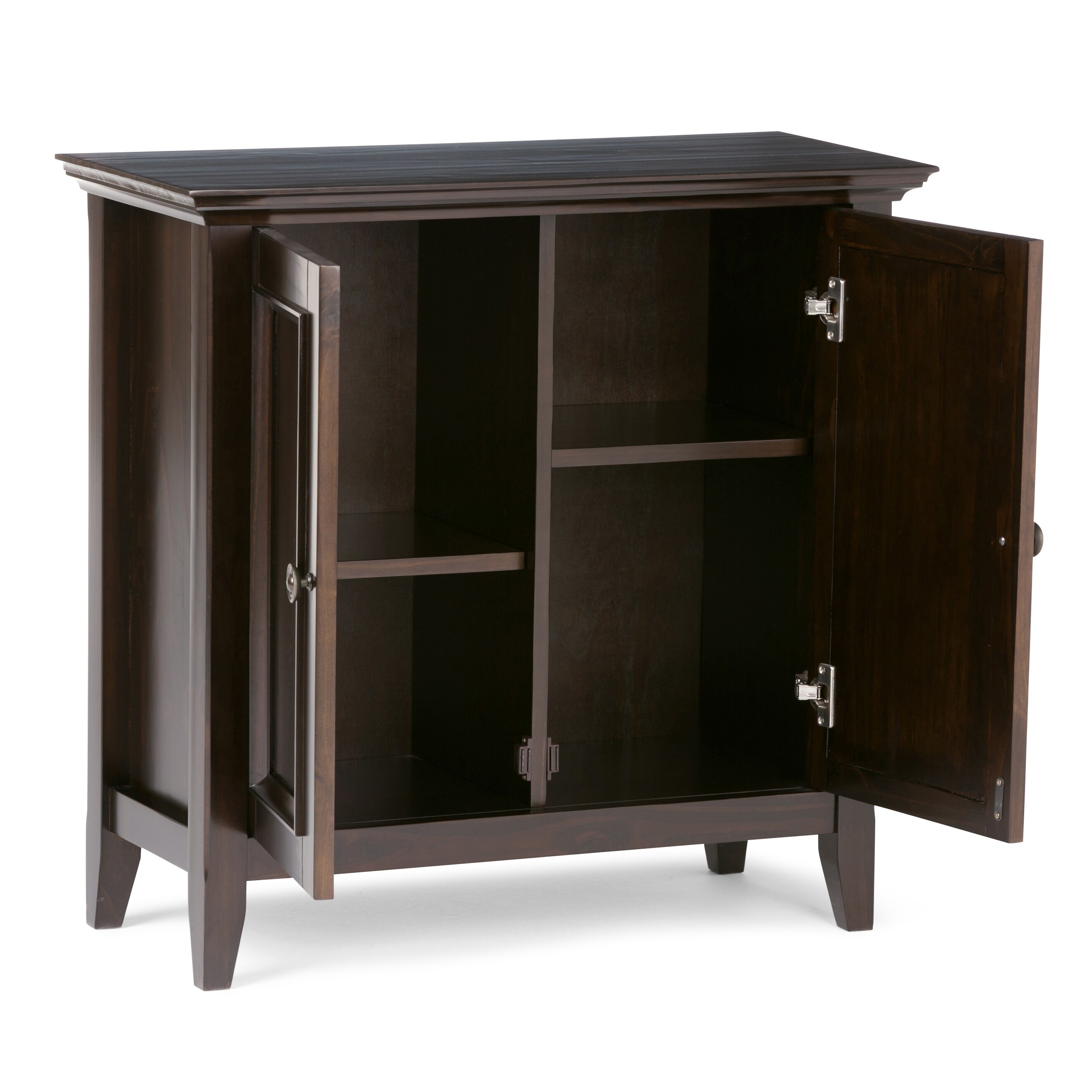 Wyndenhall Halifax Solid Wood 32 Inch Wide Transitional Low Storage Cabinet In Dark Brown W X 14 D 31 H