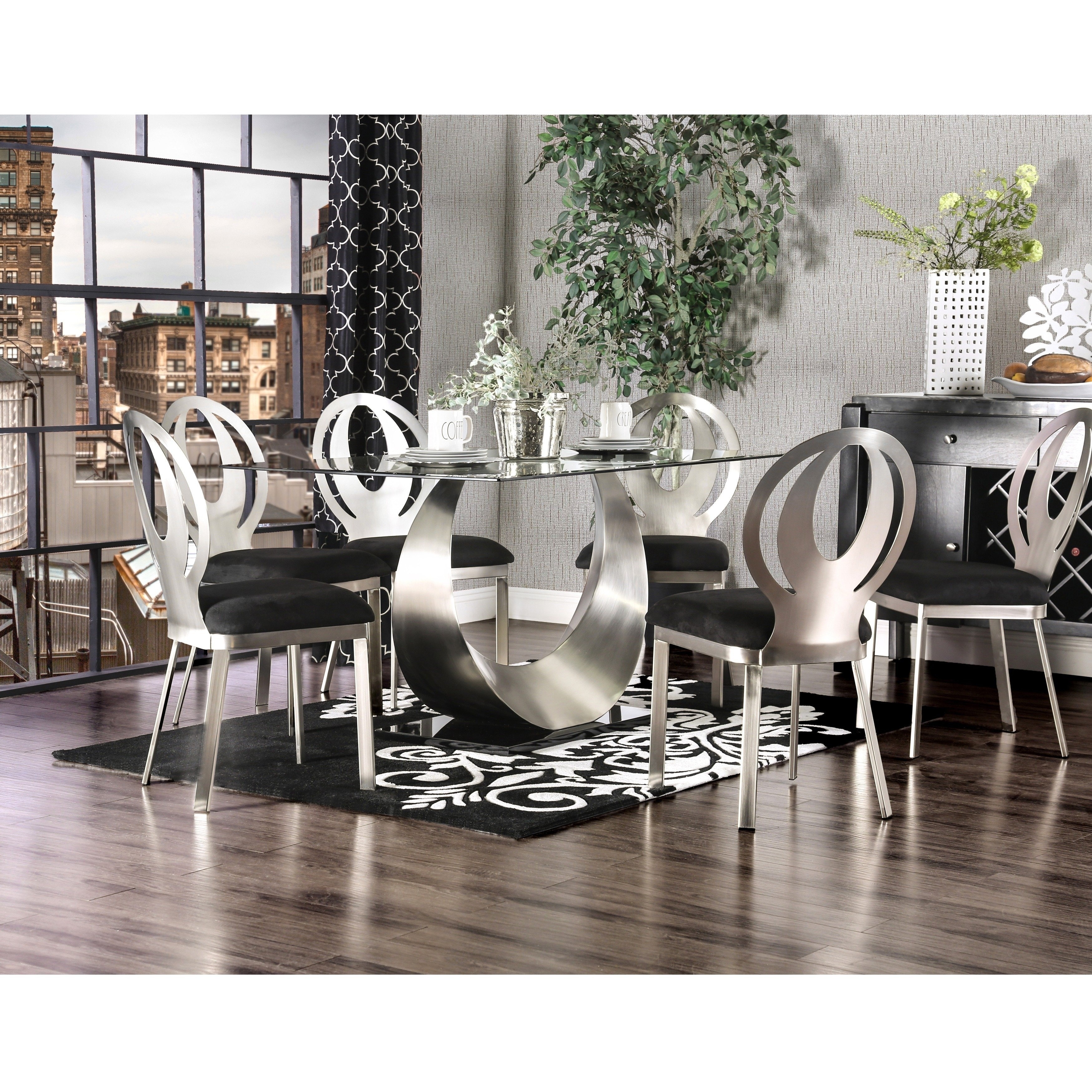 Serenia Contemporary Silver Dining Table By Foa On Serenia Contemporary Silver Dining Table By Foa On Free Shipping Today 11729321