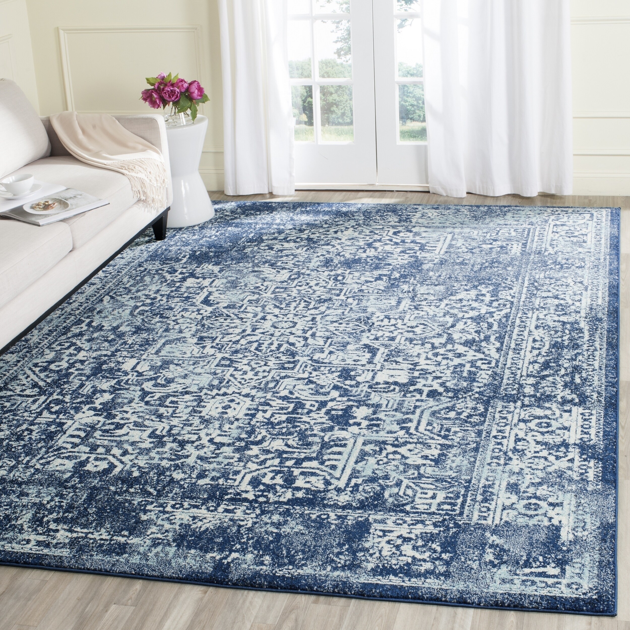 Shop Safavieh Evoke Vintage Oriental Navy Ivory Distressed Rug 8