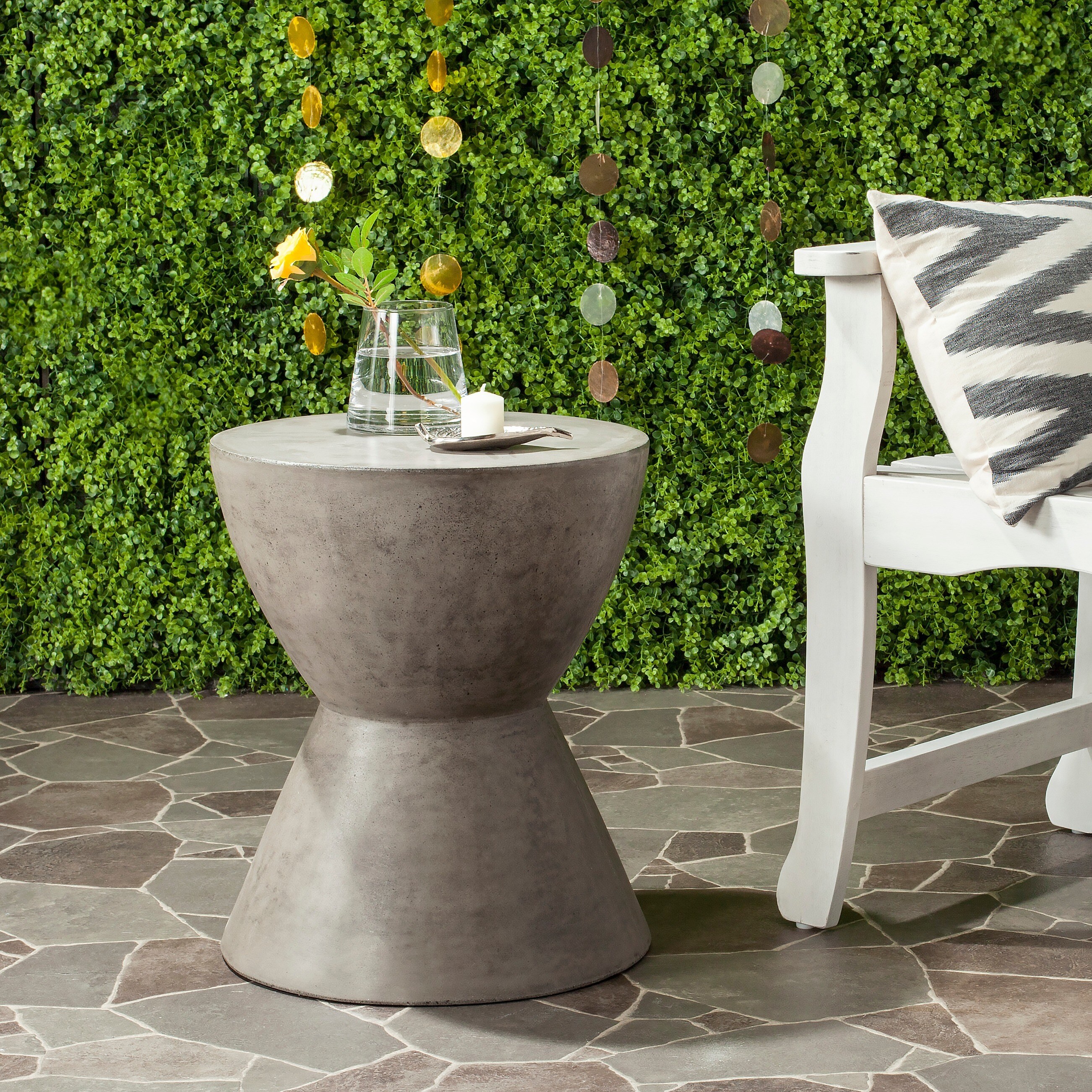 Shop Safavieh Athena Concrete Indoor Outdoor Accent Table Dark Grey