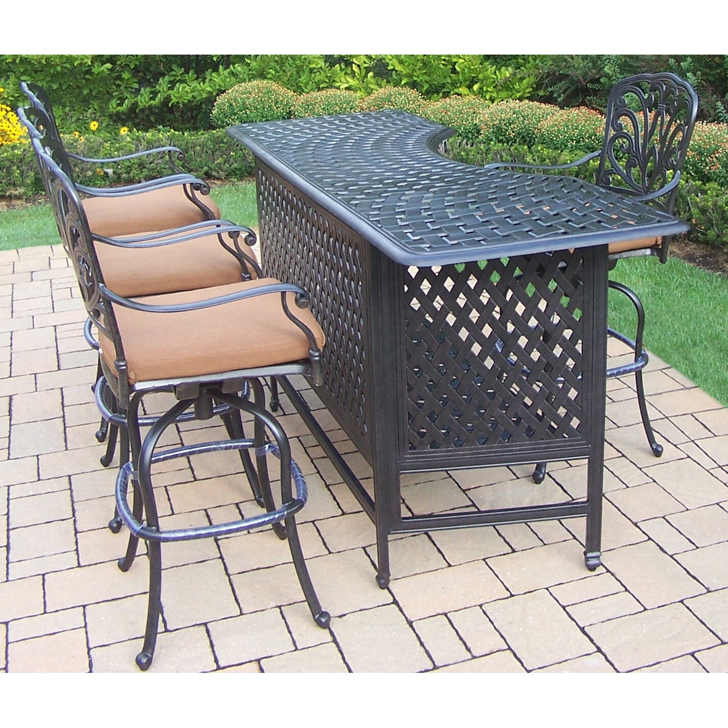 5 piece outdoor bar set high top shop buckingham sunbrella cast aluminum 5piece bar set free shipping today overstockcom 11776623 5 piece outdoor bar set high top shop buckingham sunbrella cast aluminum 5piece bar set free shipping today overstockcom 11776623