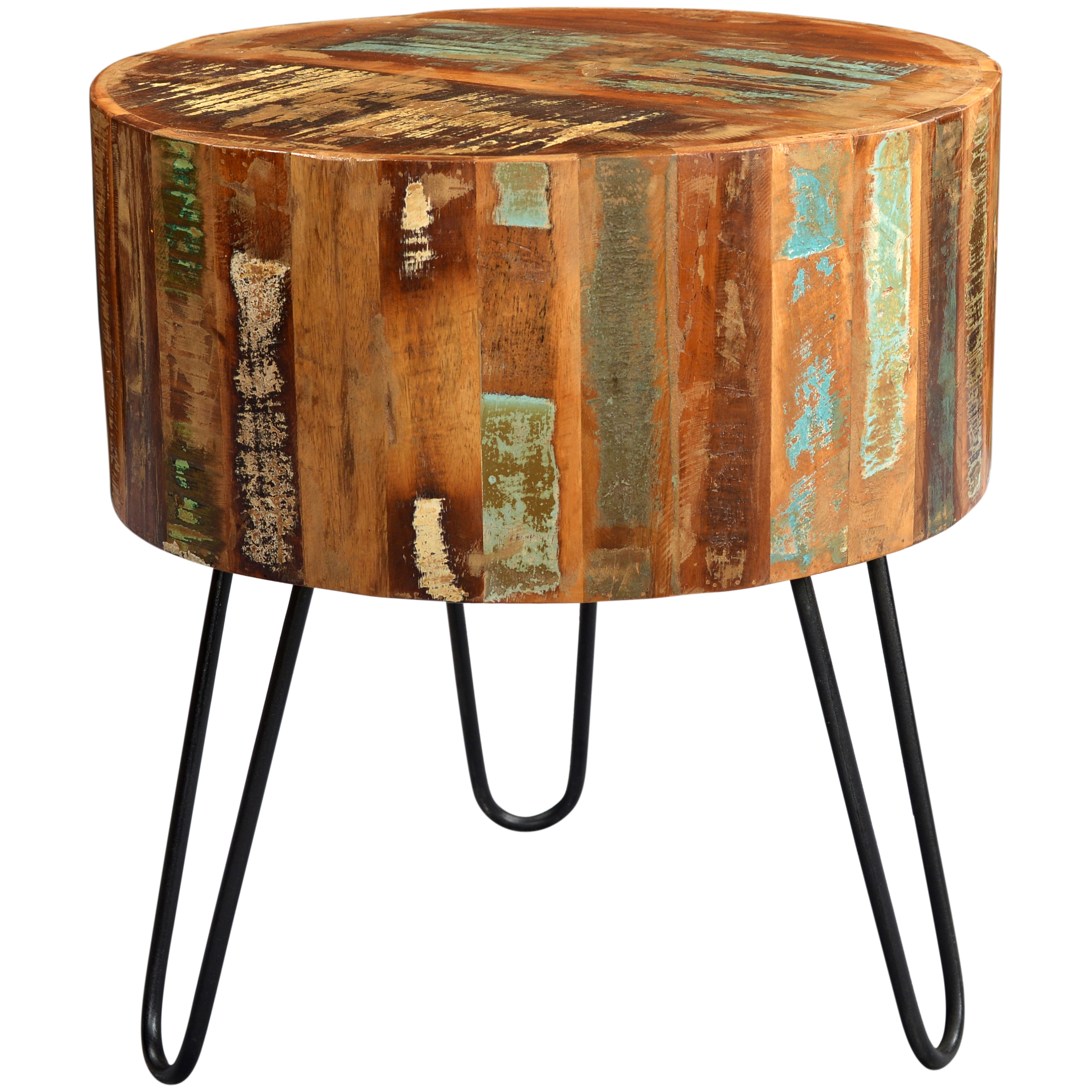 Handmade Wanderloot Tulsa Round Reclaimed Wood End Table with