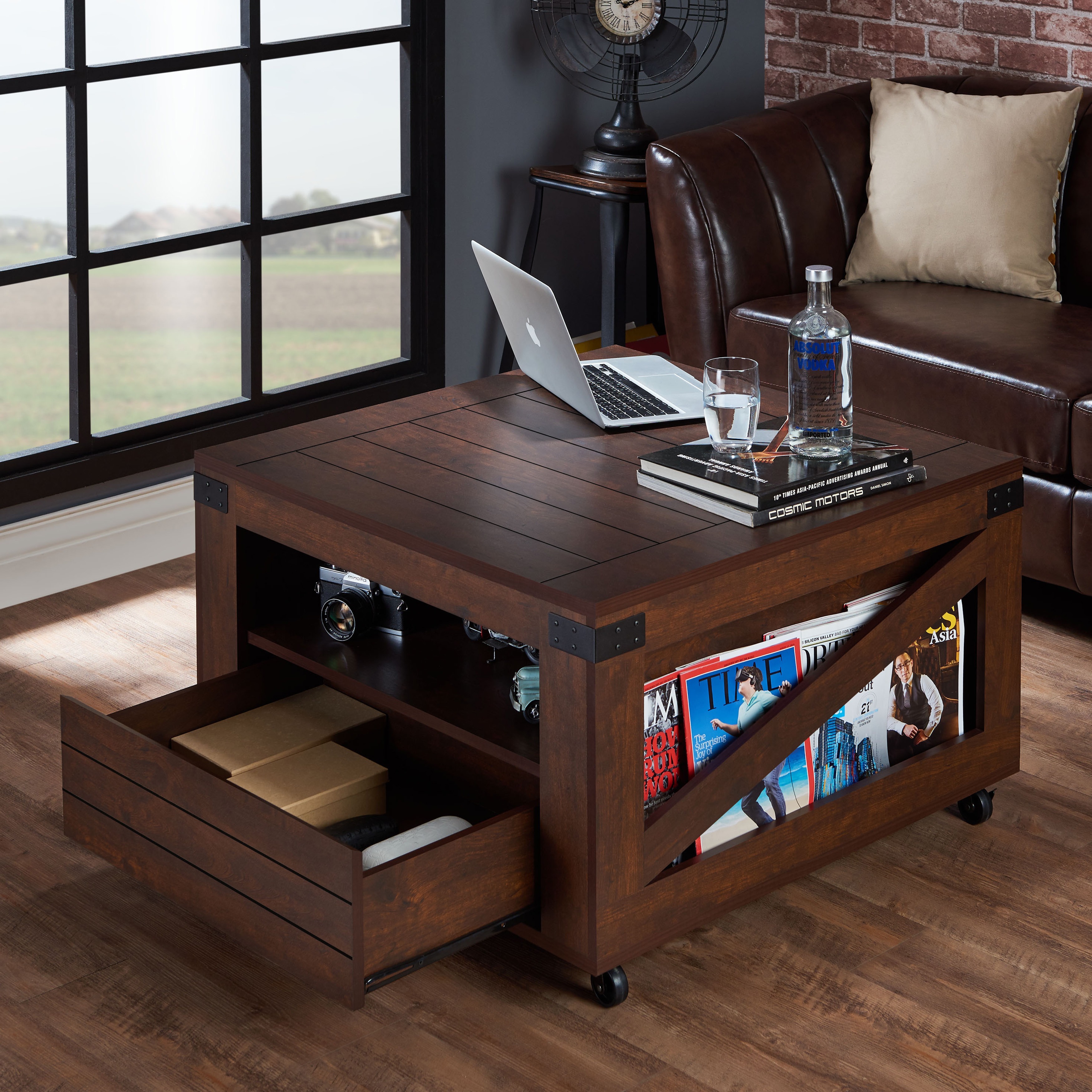Furniture Of America Kala Square Vintage Walnut Coffee Table Furniture Of America Kala Square Vintage Walnut Coffee Table On Free Shipping Today 11820868
