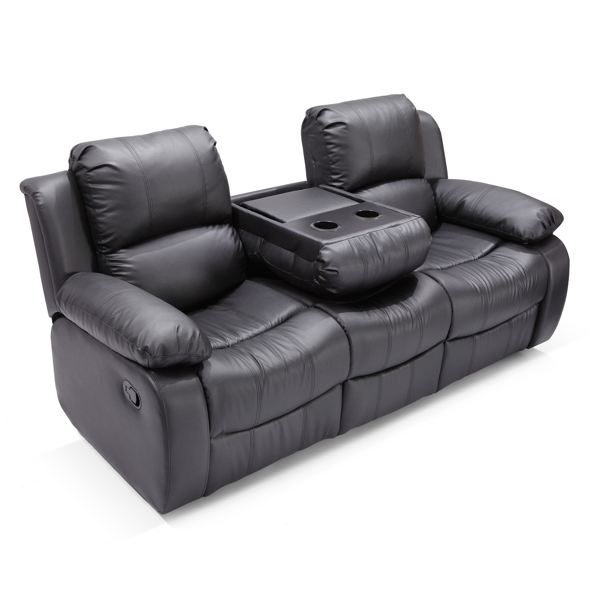 Madison Bonded Leather Modern Reclining Sofa With Drop Down Tea Madison Bonded Leather Modern Reclining Sofa With Drop Down Tea Table Free Shipping Today 11855688