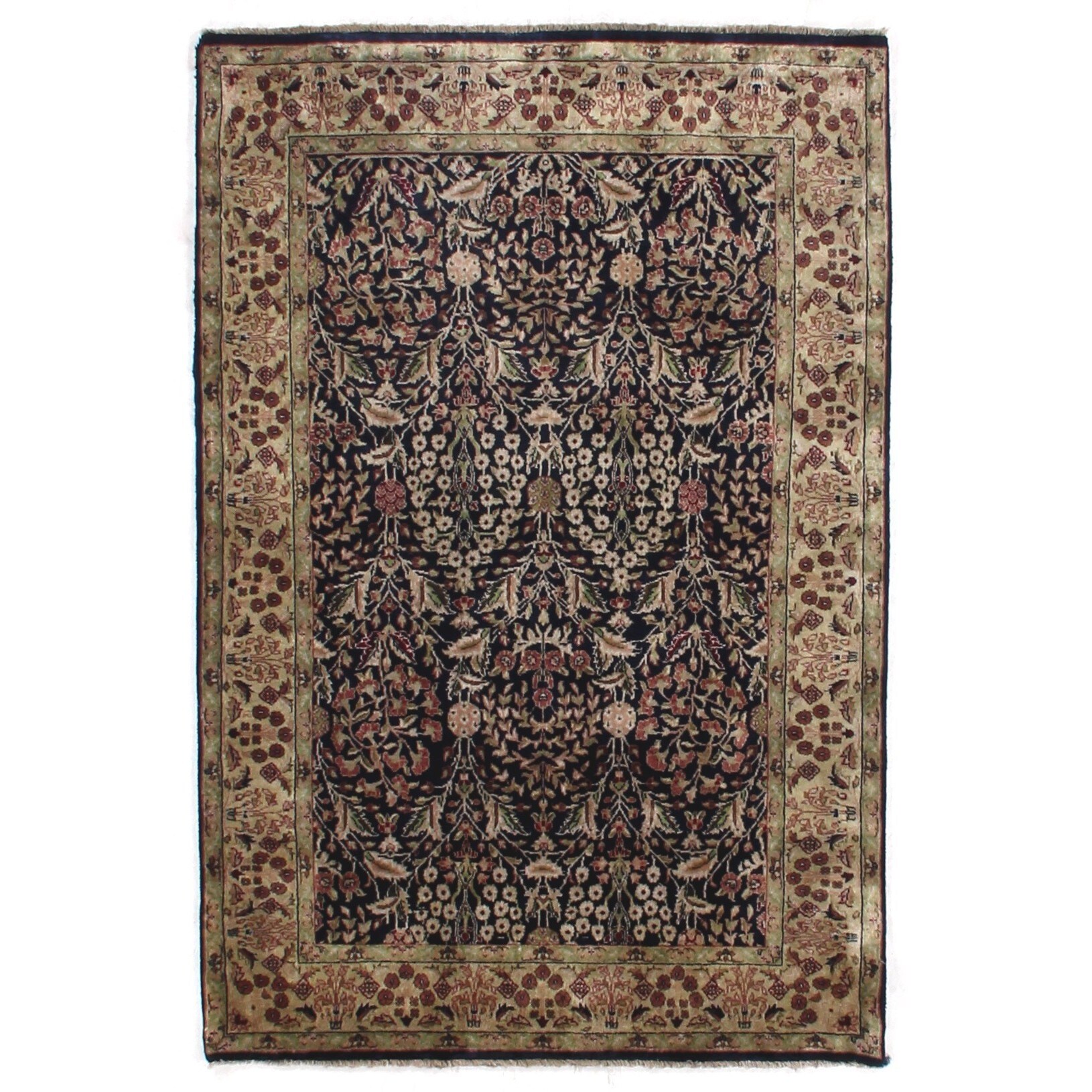 Exquisite Rugs Millefleur Navy Green New Zealand Wool Rug 12 X 18