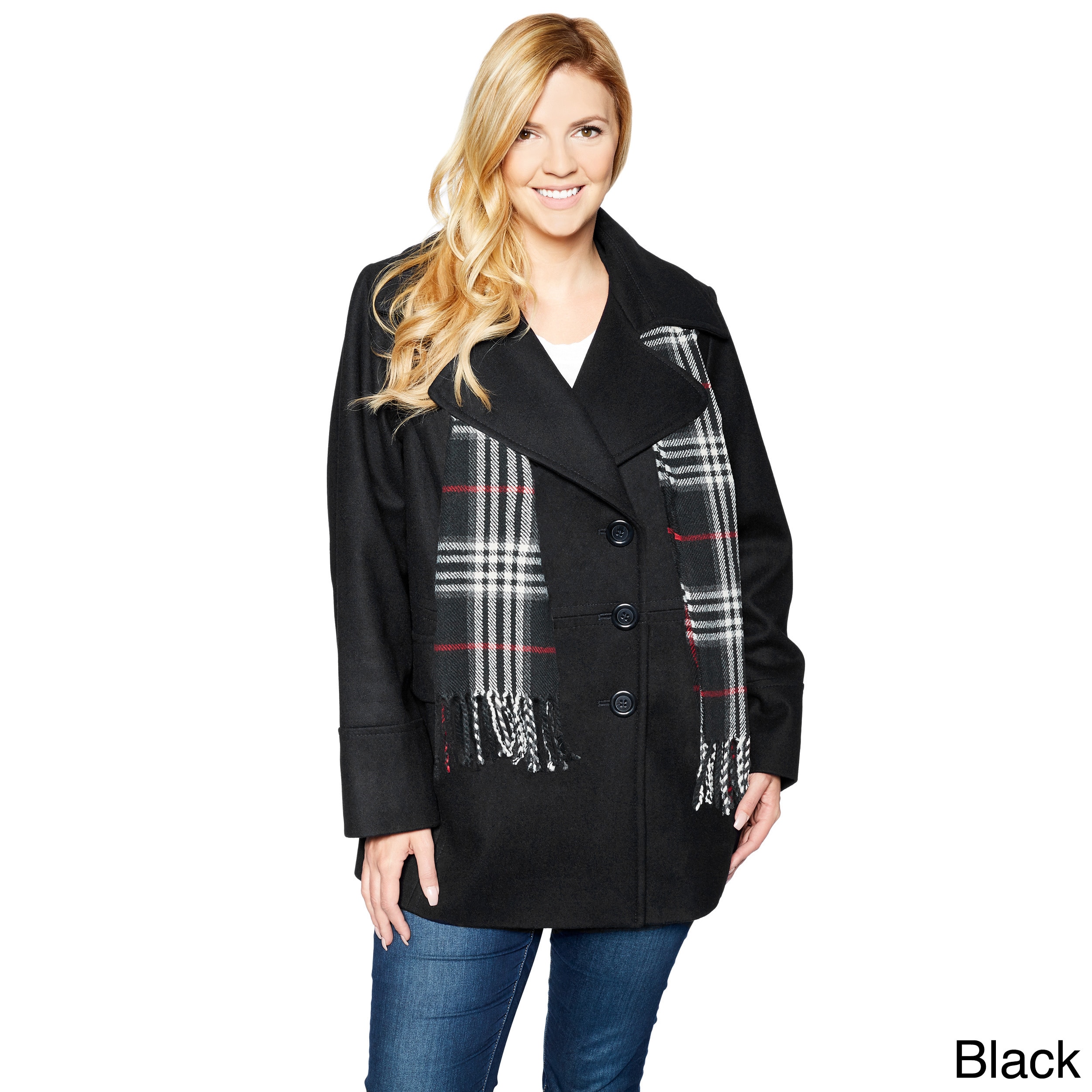 London Fog Women S Plus Size Double Ted Peacoat With Scarf London Fog Women S Plus Size Double Ted Peacoat With Scarf Free Shipping On Orders Over 45 11934574
