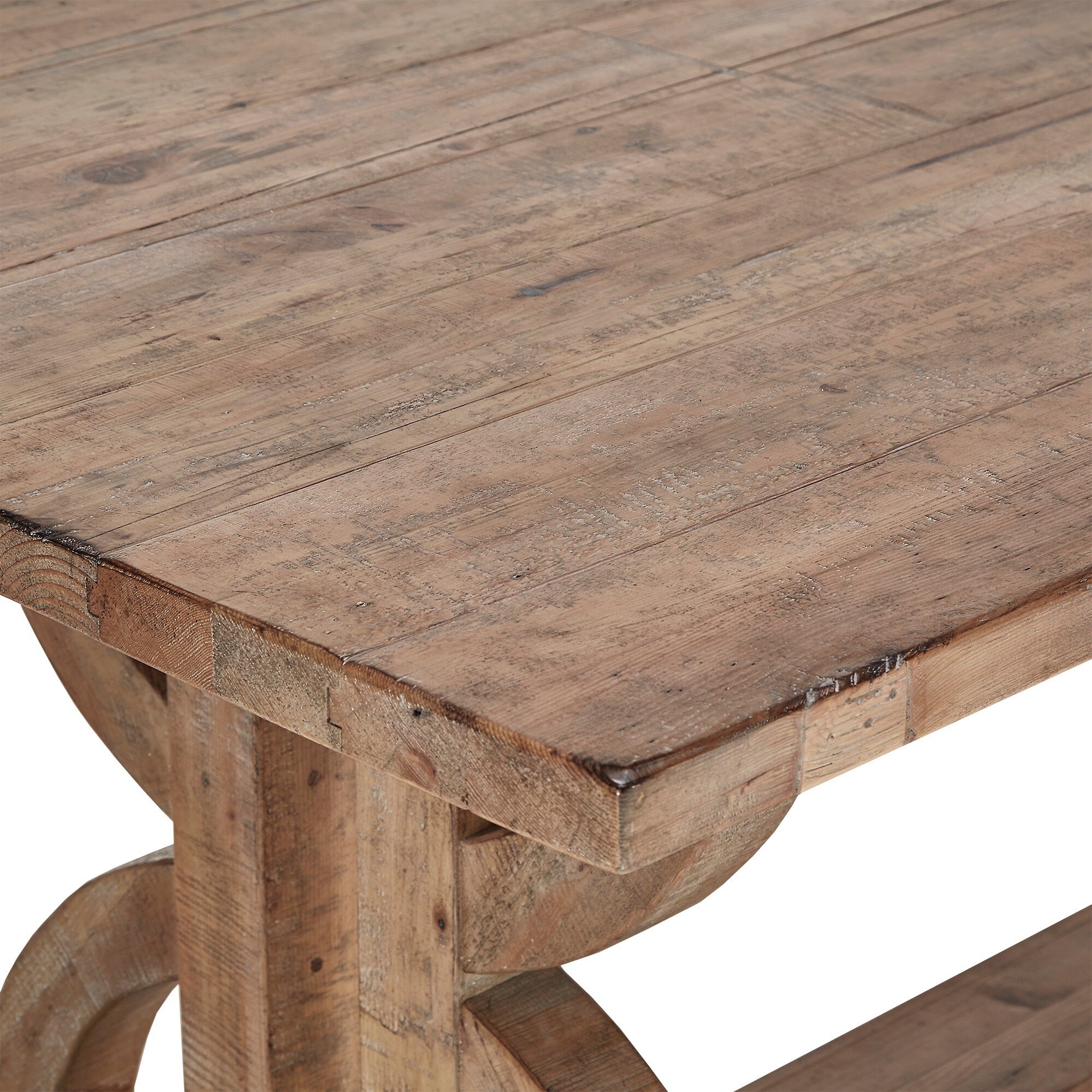 Paloma Salvaged Reclaimed Pine Wood Rectangular Trestle Table by