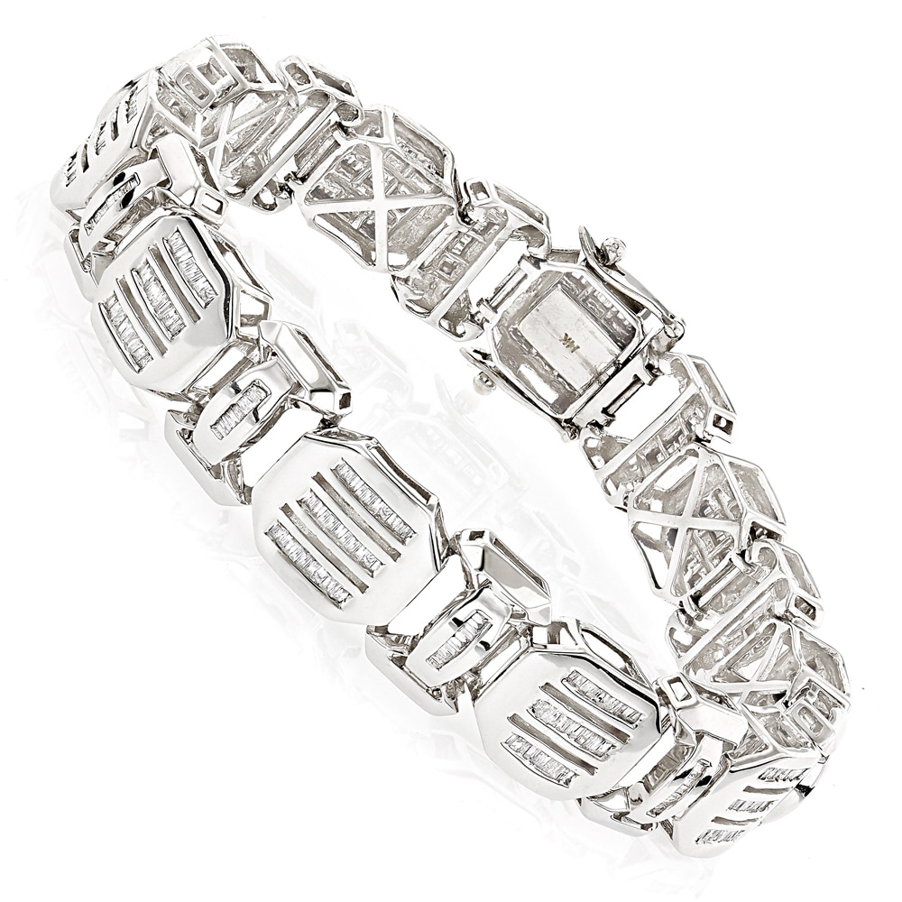 Luxurman 14k White Gold 7 1 2ct Tdw Mens Bracelets Diamond Luxurman 14k White Gold 7 1 2ct Tdw Mens Bracelets Diamond Baguette Bracelet Free Shipping Today 11968899