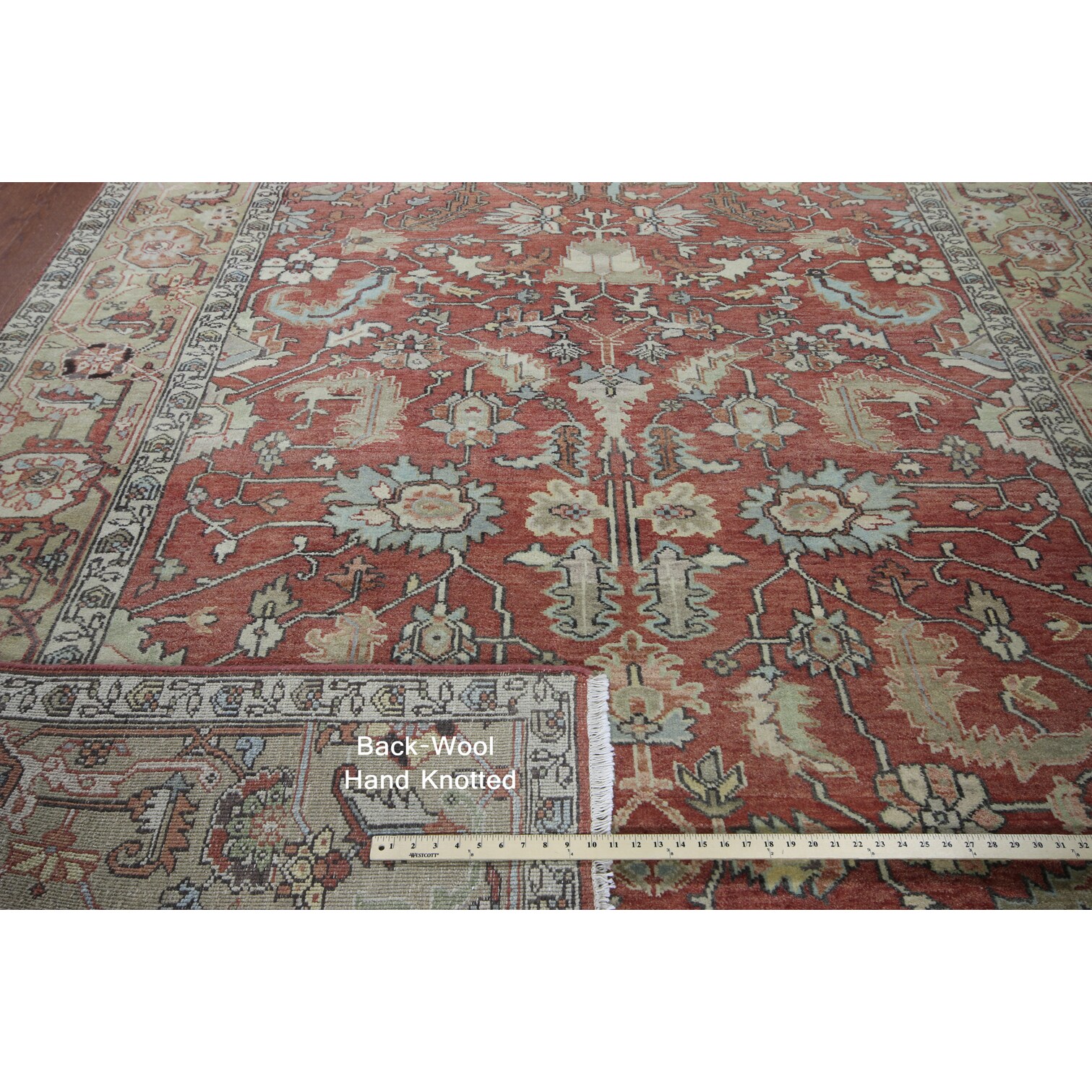 Red Wool Hand Knotted Oriental Serapi Rug 7 10 X 1