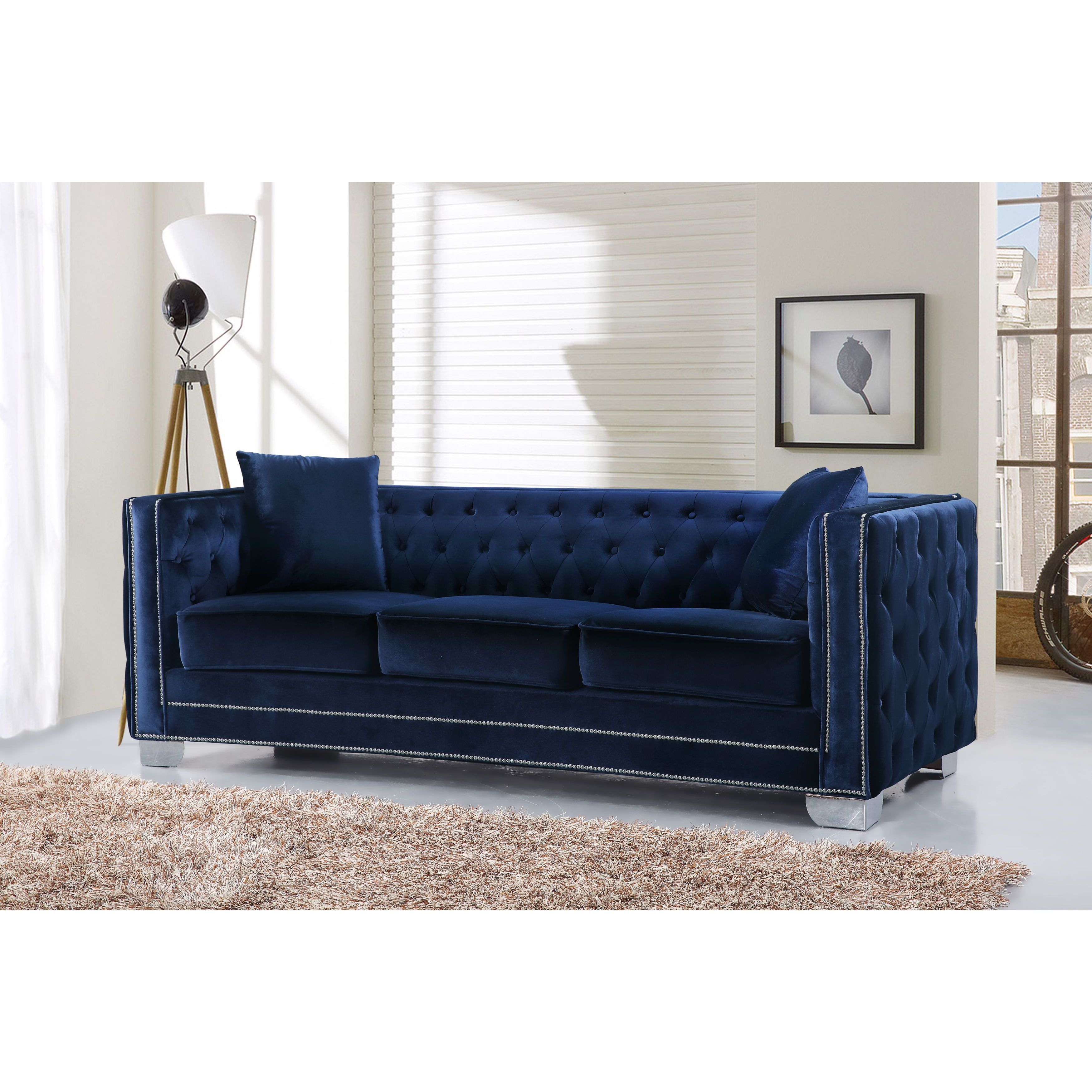 Meridian Reese Navy Velvet Sofa Free Shipping Today Meridian Reese Navy Velvet Sofa Free Shipping Today 12046754