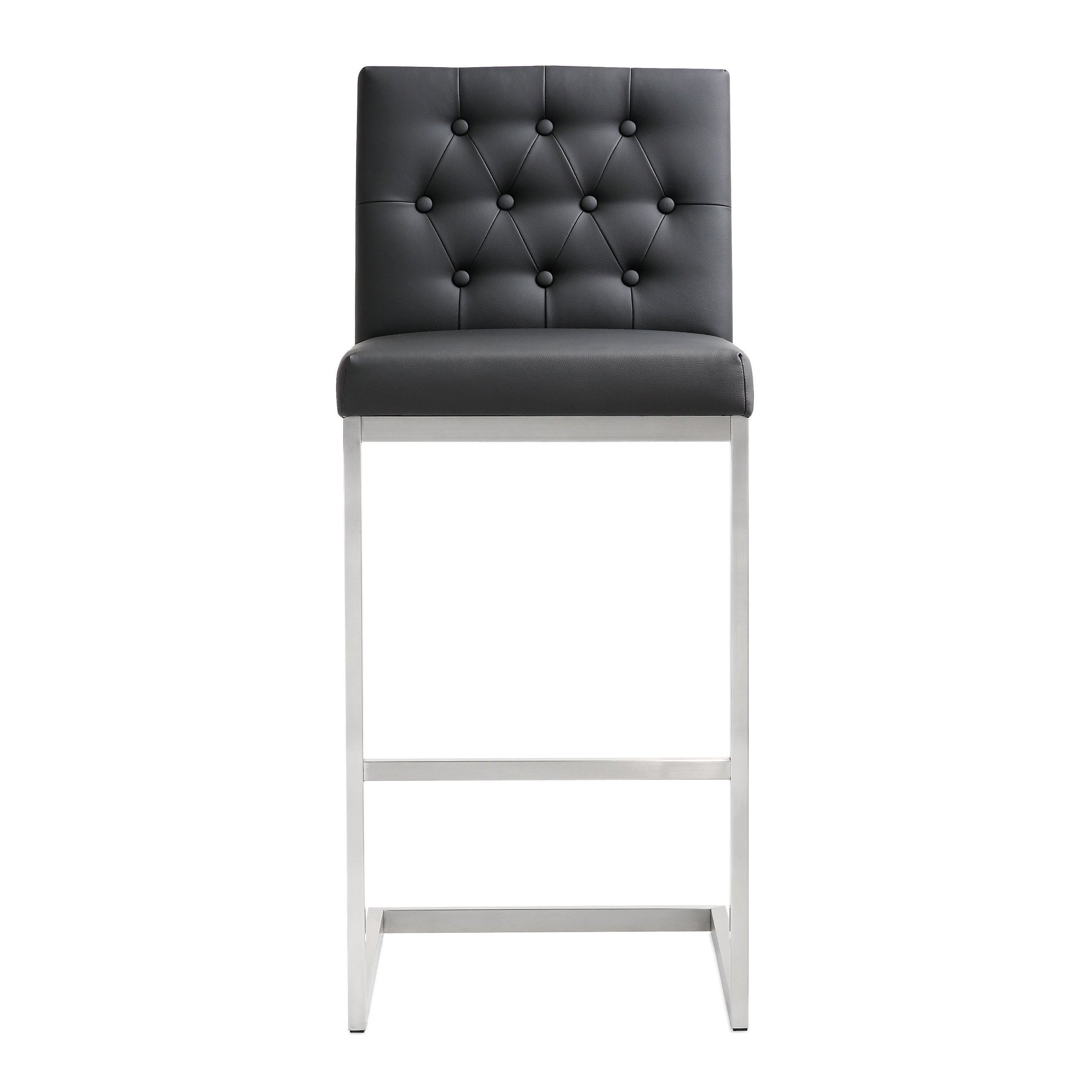 Black Stainless Steel Bar Stool tov helsinki black stainless steel barstool set of 2