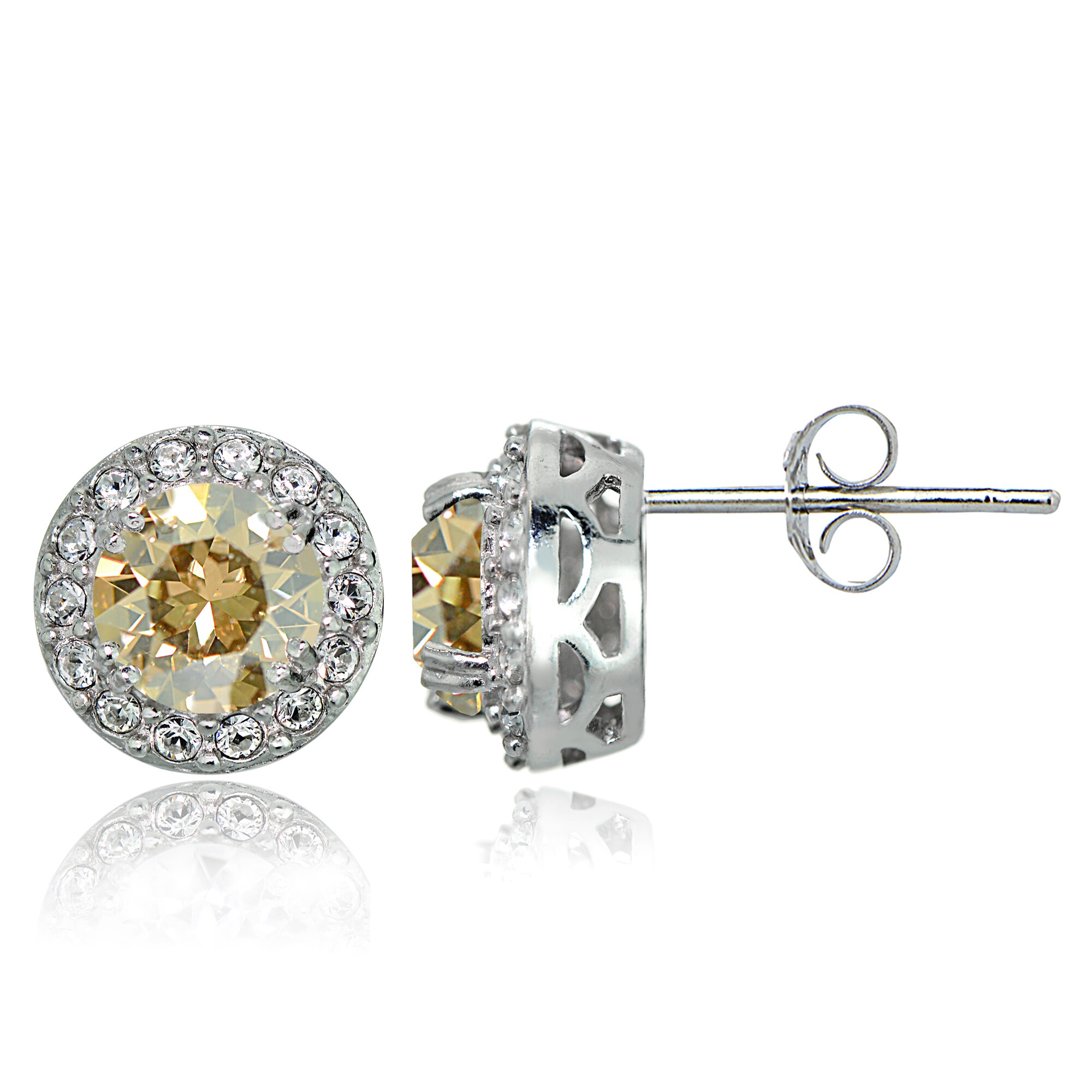 Crystal Ice Sterling Silver Swarovski Elements Birthstone Halo Stud Crystal Ice Sterling Silver Swarovski Elements Birthstone Halo Stud Earrings Free Shipping On Orders Over 45 18974301