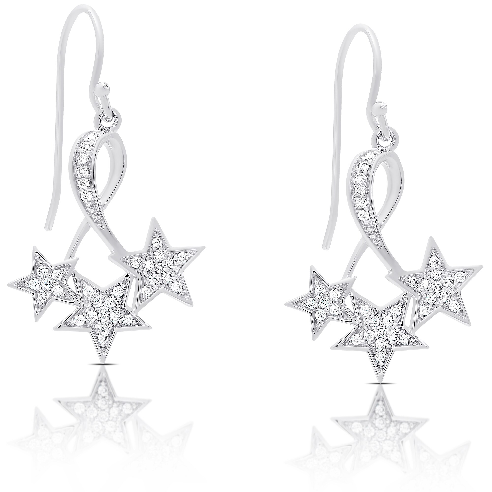 Dolce Giavonna Sterling Silver Cubic Zirconia Dangling Star Dolce Giavonna Sterling Silver Cubic Zirconia Dangling Star Earrings On Free Shipping Orders Over 45 12140723