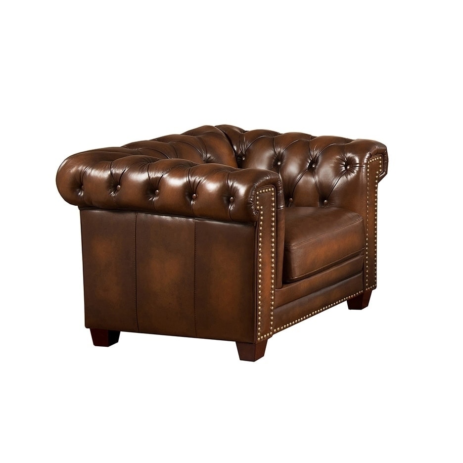 Hickory Genuine Hand Rubbed Leather Chesterfield Armchair Free Hickory Genuine Hand Rubbed Leather Chesterfield Armchair Free Shipping Today 19047355