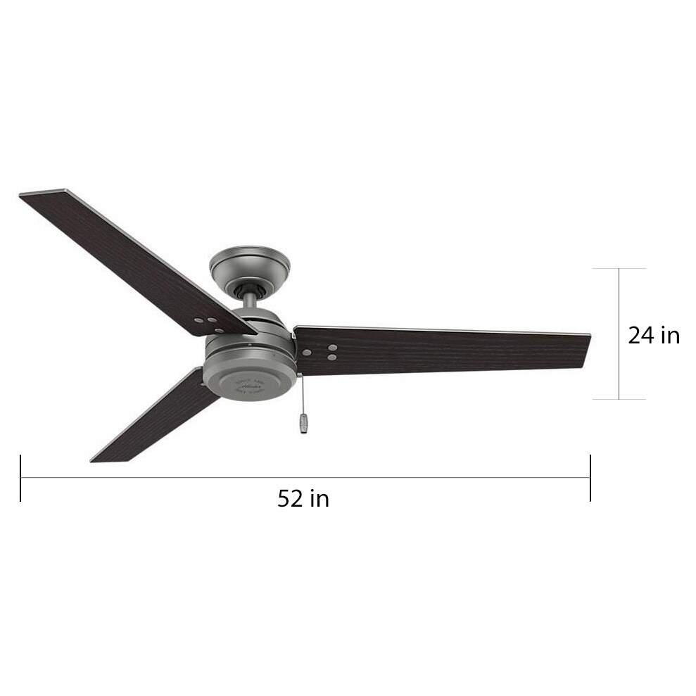 Hunter Cassius 52 Inch Matte Silver Fan With 3 Hunter Cassius 52 Inch Matte Silver Fan With 3 Grey Oak Reversible Blades Free Today Com 12205572