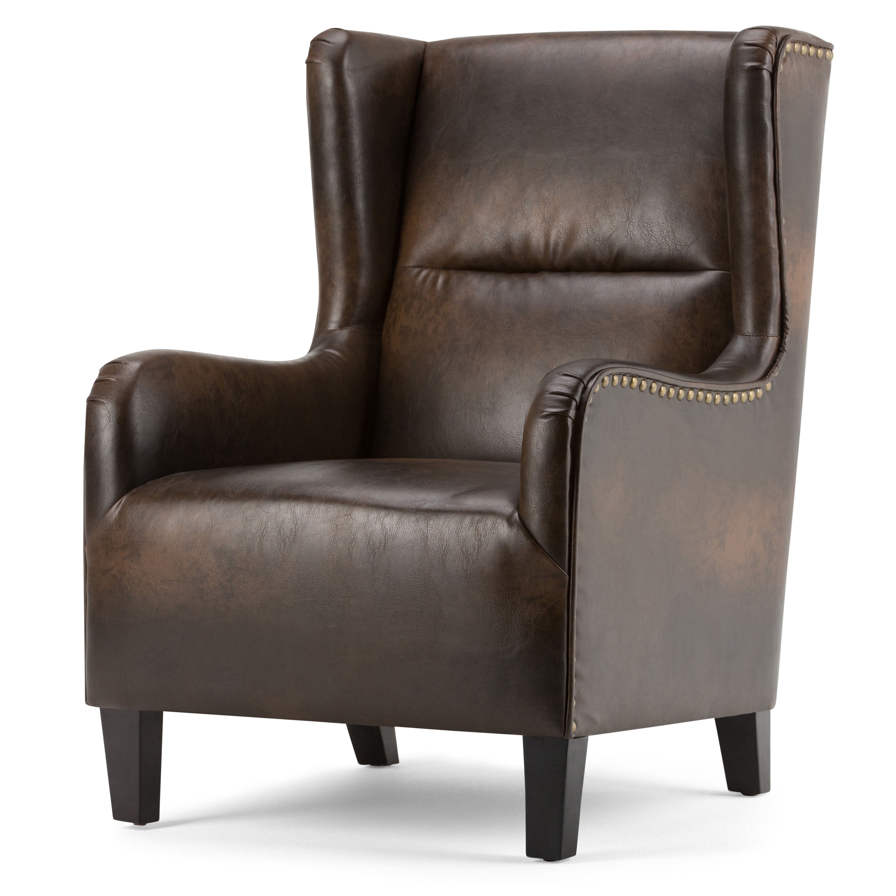 Wyndenhall Manford Distressed Brown Bonded Leather Wingback Wyndenhall Manford Distressed Brown Bonded Leather Wingback Chair On Free Shipping Today 12334677