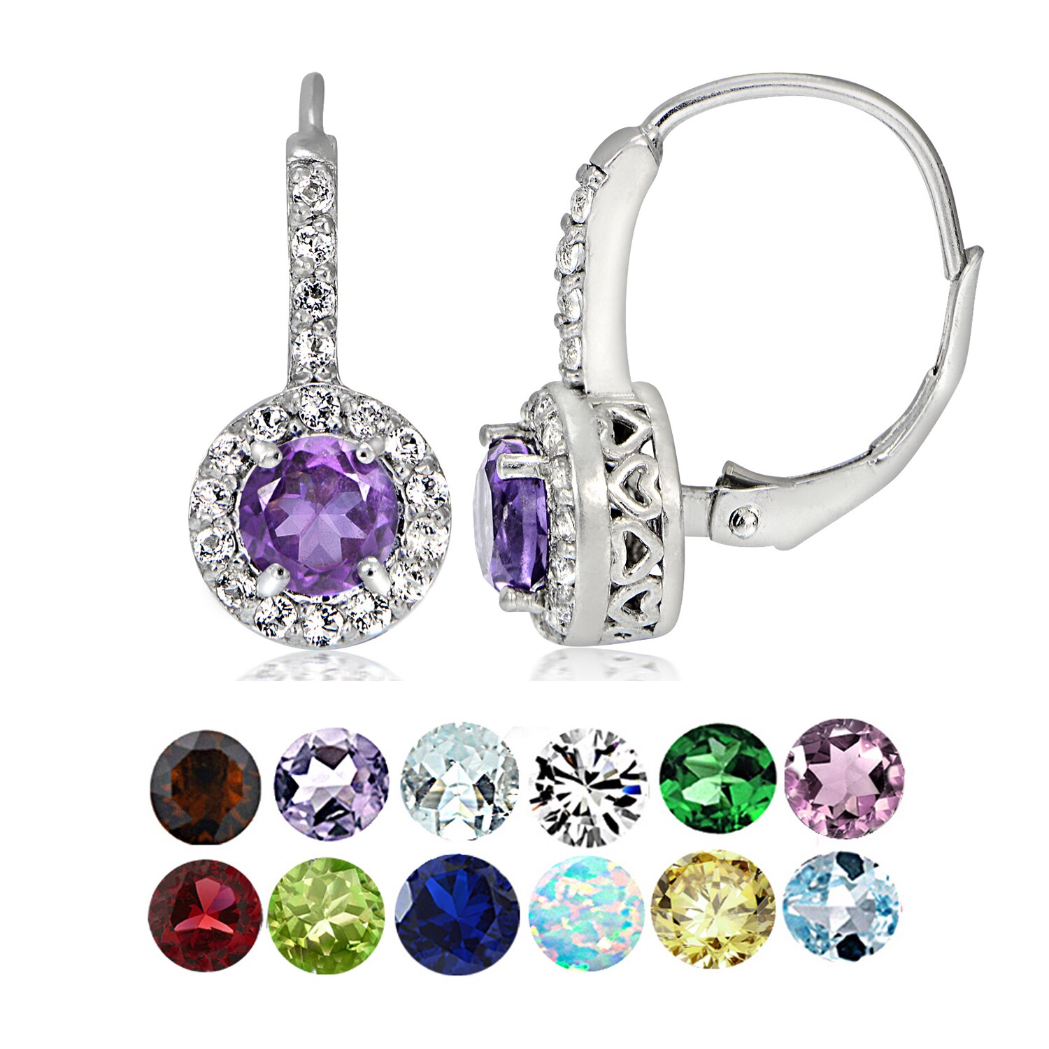 Glitzy Rocks Sterling Silver Gemstone Birthstone Round Glitzy Rocks Sterling Silver Gemstone Birthstone Round Leverback Earrings On Free Shipping Orders Over 45 12350858