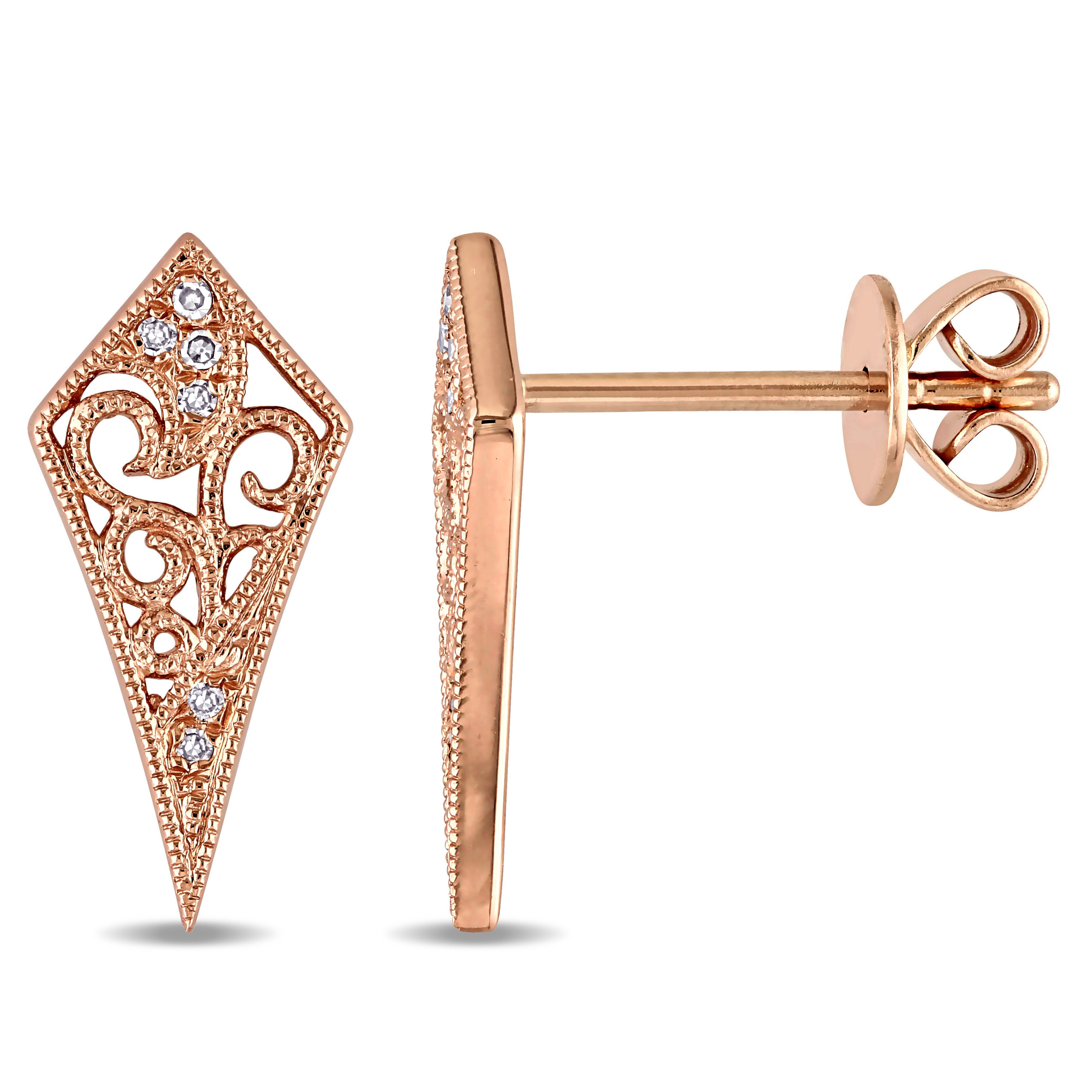 Miadora 14k Rose Gold Diamond Accent Filigree Vintage Kite Miadora 14k Rose Gold Diamond Accent Filigree Vintage Kite Shaped Earrings On Free Shipping Today 12369257